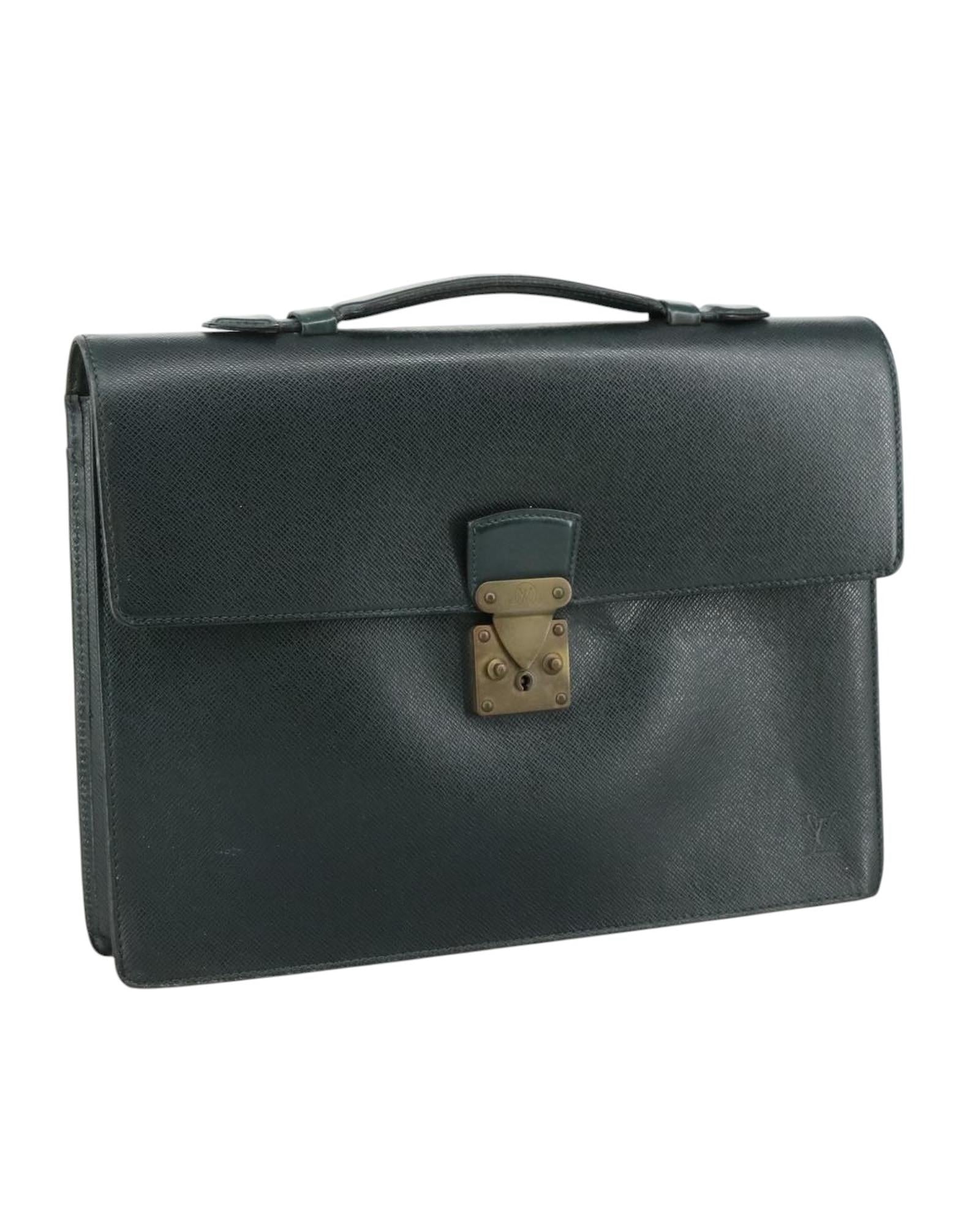 Premium Green Leather Attache Case with Secure Lock - Perfect for Business Travel, Office & Professional Document Storage