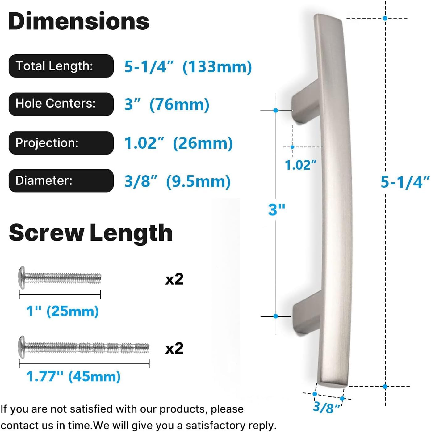 HomDIY 3 Inch Brushed Nickel Cabinet Handles - 25 Pack Modern Arch Drawer Pulls for Kitchen, Bathroom, Cupboard & Dresser - Durable Zinc Alloy Hardware (Perfect for Cabinet Upgrades & Home Renovation Projects)