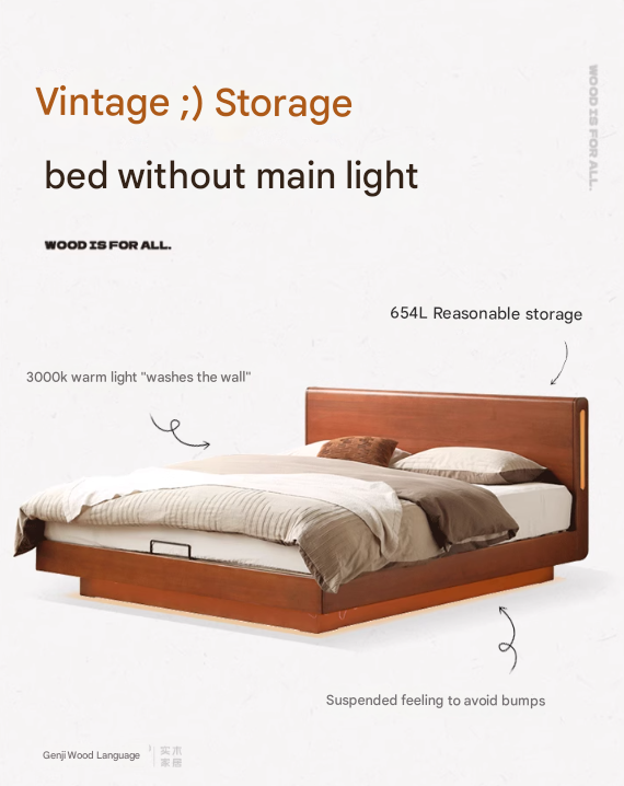 Solid Poplar Wood Storage Bed with Underbed Drawers - Perfect for Small Bedrooms, Kids Rooms & Guest Rooms - Space Saving Bed Frame with Hidden Storage Compartments