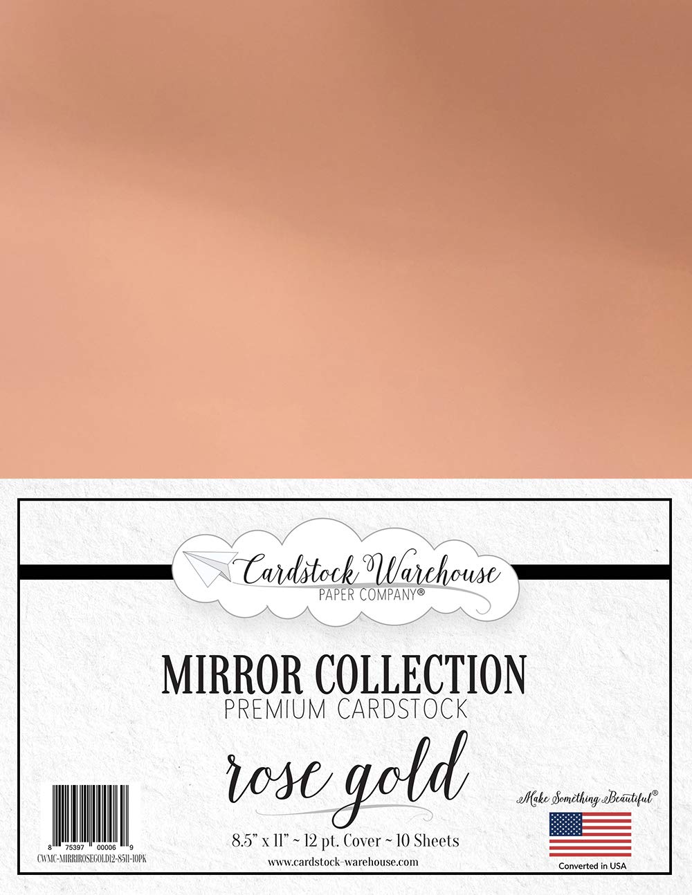 Premium Mirror Rose Gold Cardstock - 8.5 x 11 Inches, 12 Pt. / 270 GSM Reflective Paper - 10 Sheets for Scrapbooking, Invitations, DIY Crafts & Home Decor