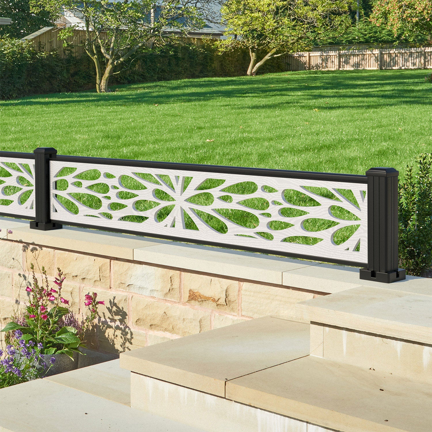 Blossom Decorative Fence 180x30cm with Aluminum Posts - Elegant Garden Border for Flower Beds, Patios & Landscaping