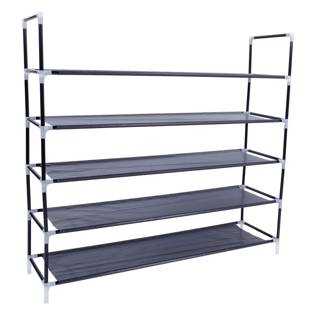 5-Tier Space Saving Shoe Rack Organizer - Non-Woven Fabric & Metal Frame Shoe Storage Cabinet with Handle (23