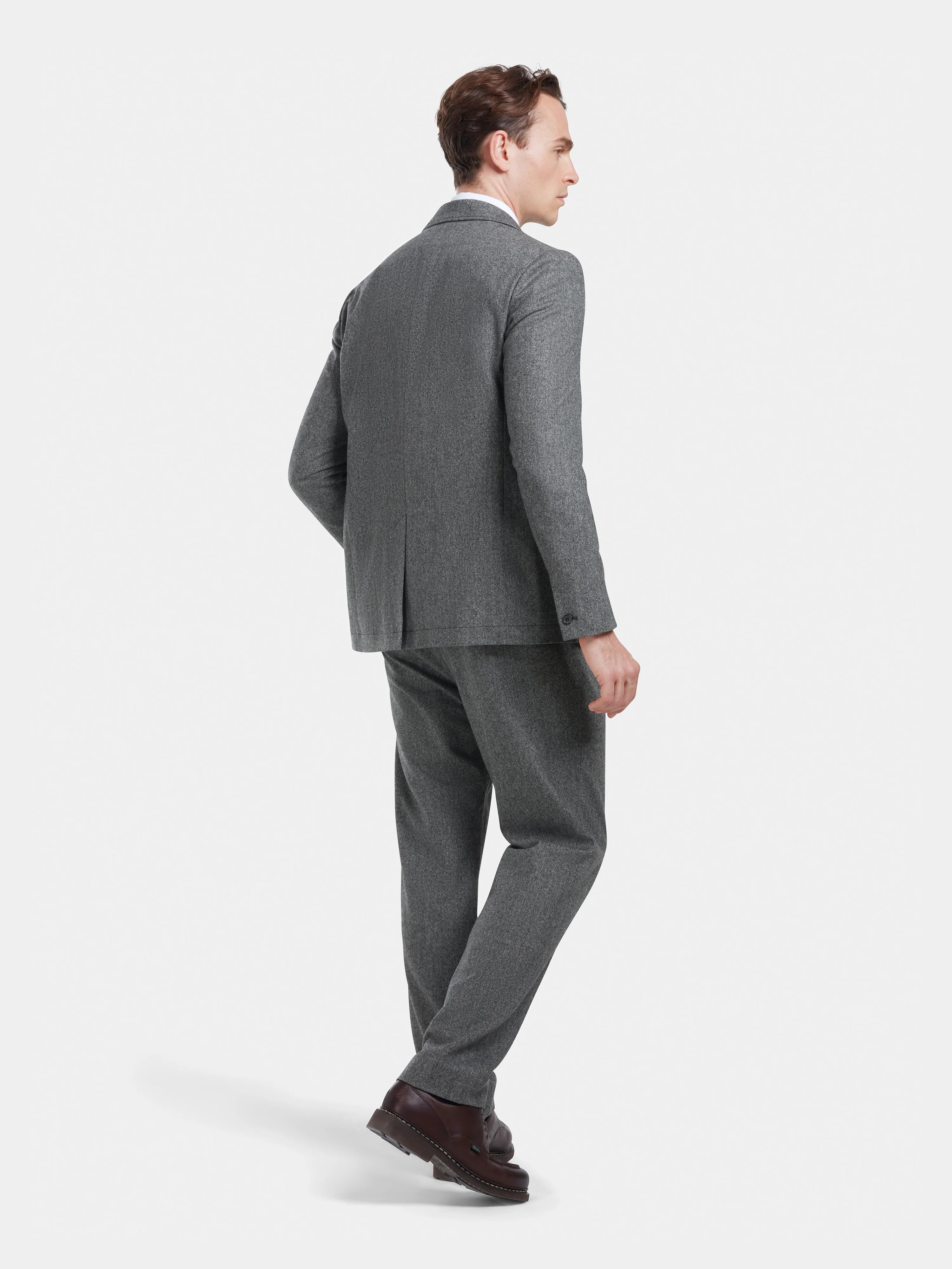 Grey Salt & Pepper Wool High Waisted Pleated Trousers for Women - Comfortable Winter Office Pants & Casual Workwear