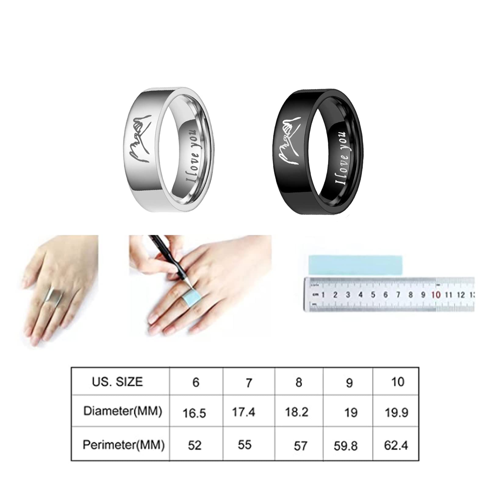 2PCS Pinky Promise Rings for Couples - Matching Love Bands for Women & Men | Wedding, Friendship Gift