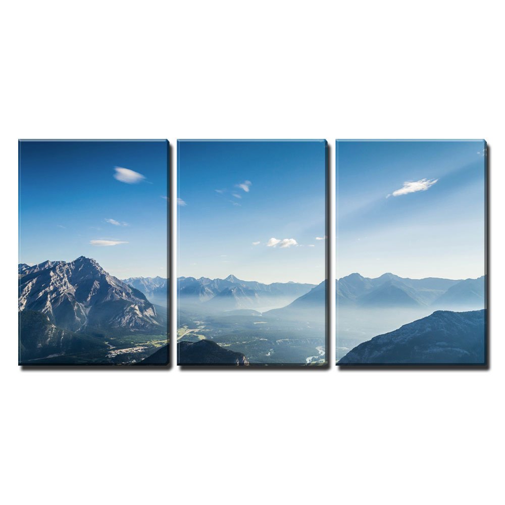 wall26 - 3 Piece Canvas Wall Art Set - Mountain Landscape Under Blue Sky - Modern Framed Home Decor - Stretched & Ready to Hang - 16