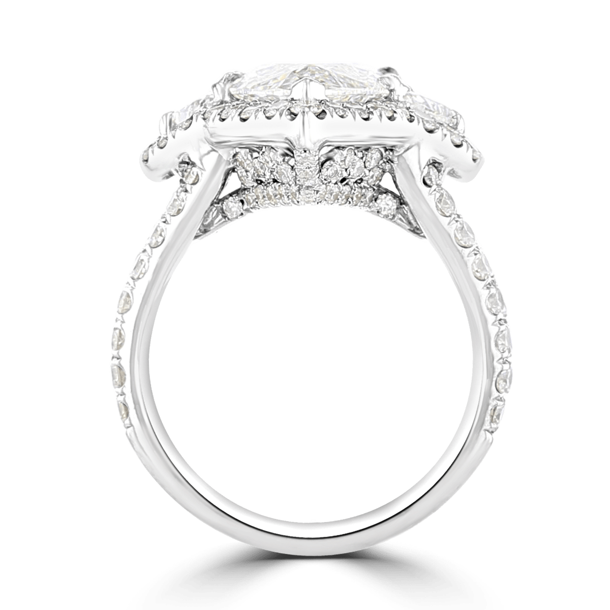 18KT White Gold 7.63 CTW Marquise Halo 3 Stone Diamond Engagement Ring - Perfect for Proposals, Anniversaries & Special Occasions