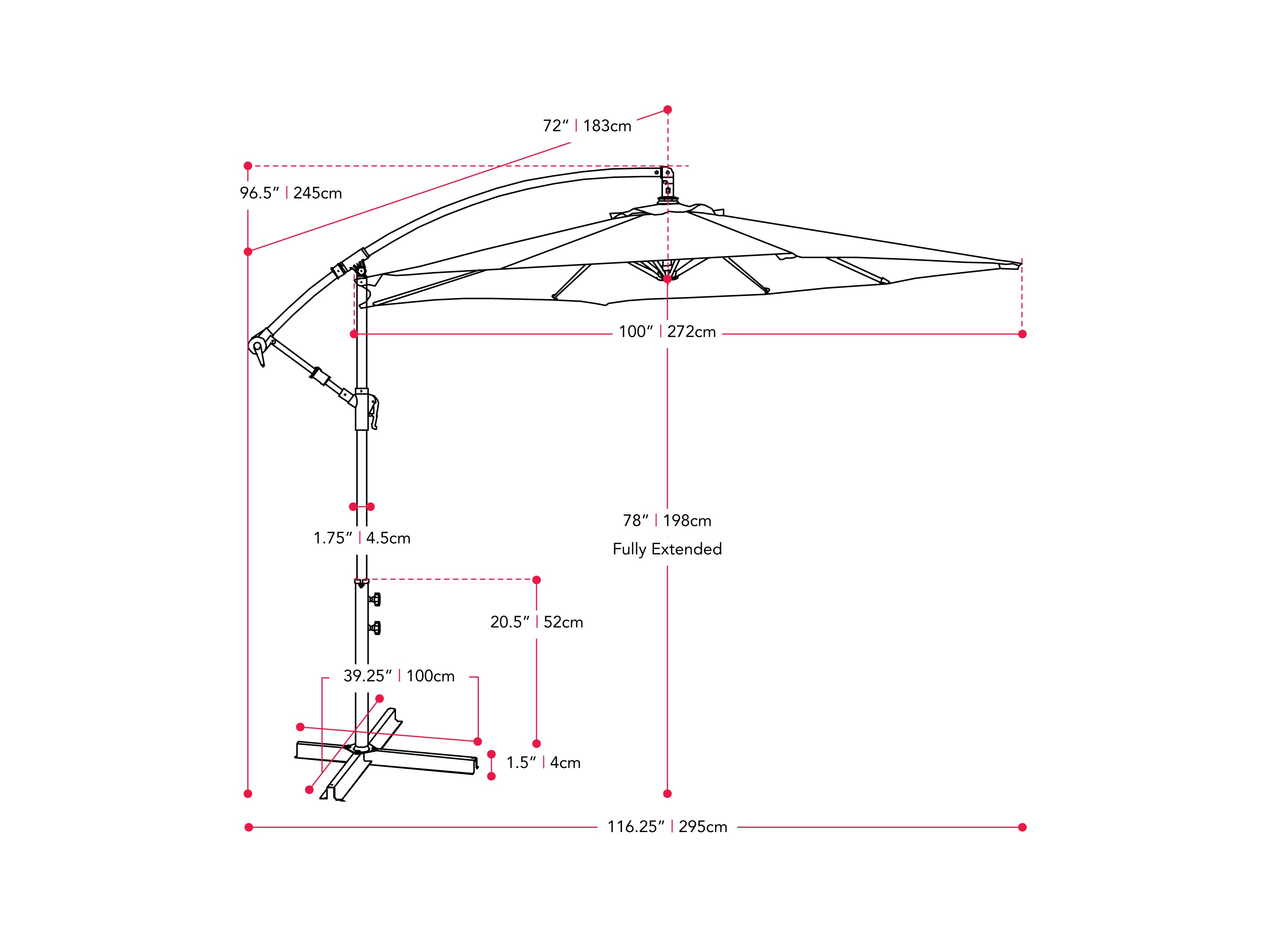 9ft Navy Blue Cantilever Umbrella - Heavy Duty Outdoor Patio Umbrella with Wind Vent for Garden, Poolside & Backyard - Perfect for Sun Protection and Outdoor Relaxation