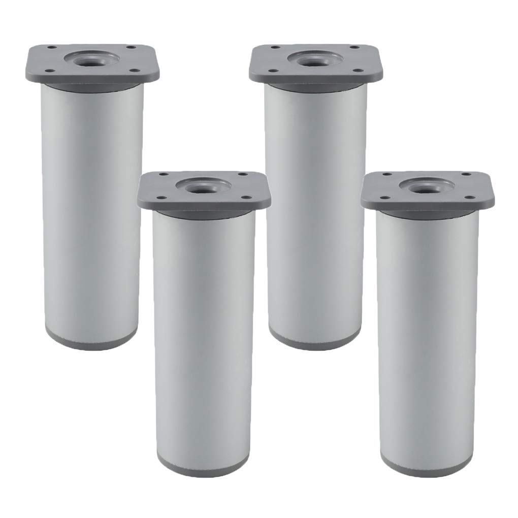 4PCS Adjustable Metal Furniture Legs - 10cm/12cm Aluminum Alloy Round Replacement Feet for Sofa, Bed, Desk & Cabinets | Heavy Duty Furniture Risers for Home & Office Use