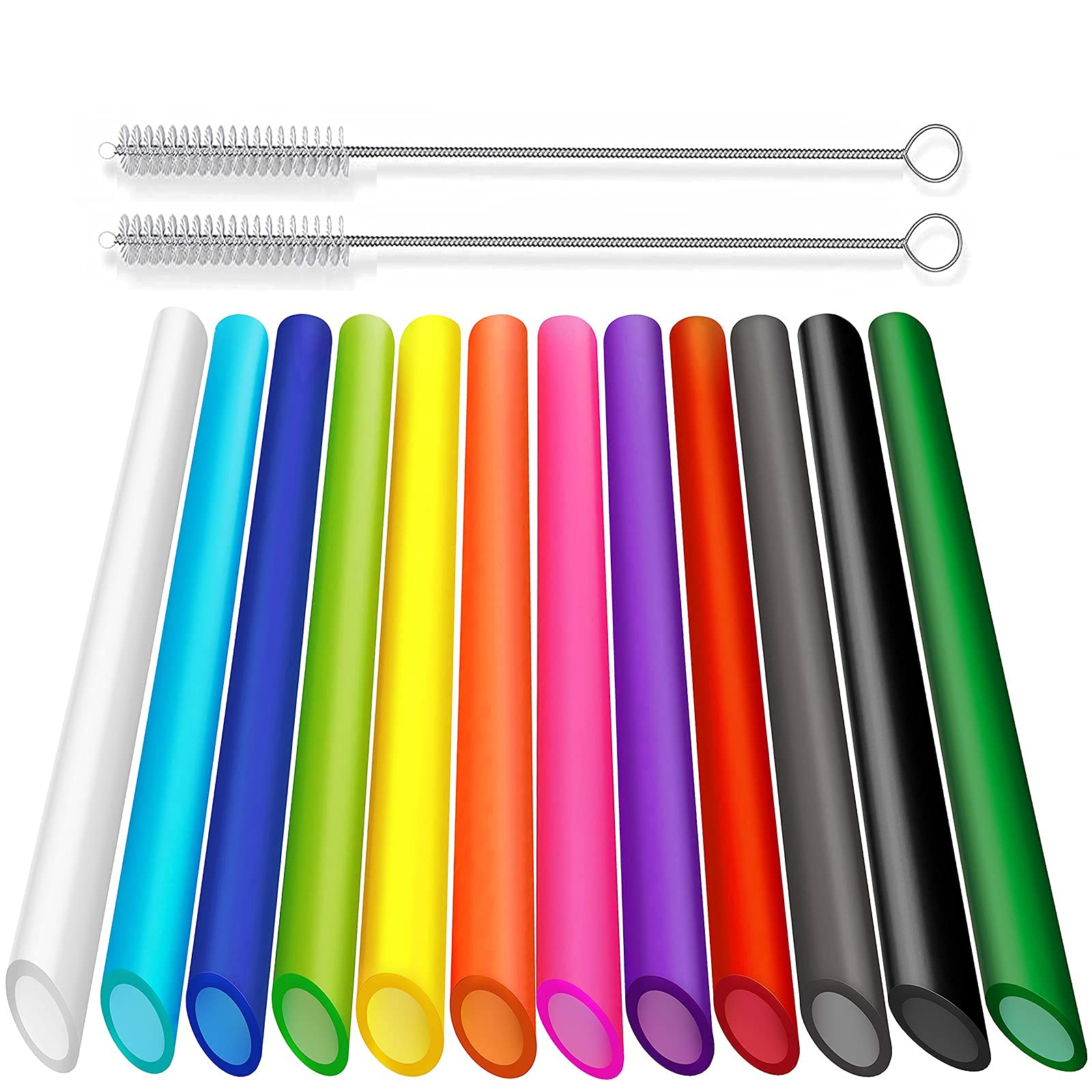 ALINK 12-Pack Reusable Boba Straws with 4 Silicone Tips - Eco-Friendly Bubble Tea Straws for Smoothies, Iced Coffee & Milk Tea Drinks at Home or Cafe