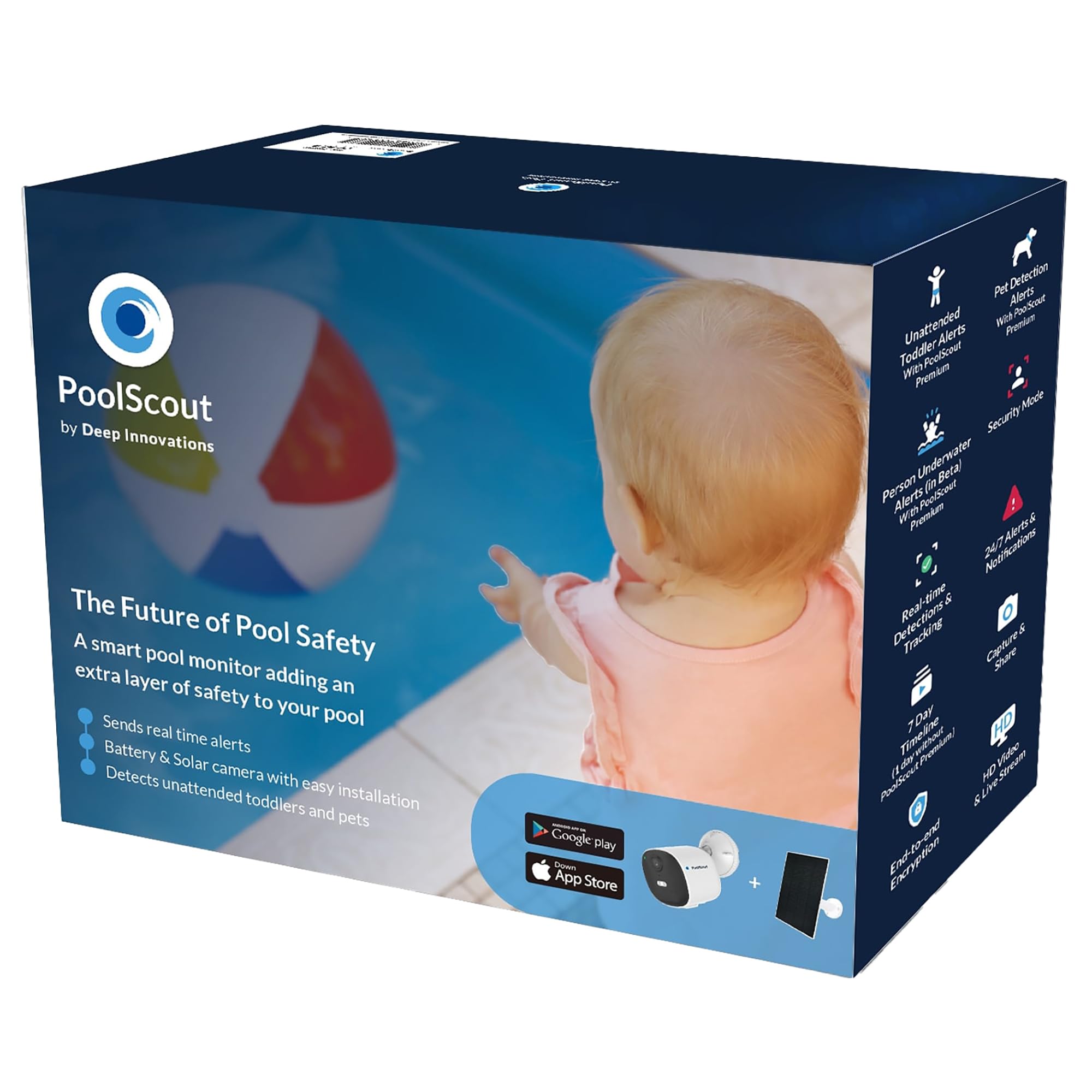 Wireless Pool Security Alarm System - Solar & Battery Powered Drowning Prevention Kit for Toddlers & Pets | Includes 3-Month Premium Subscription | Ideal for Backyard Swimming Pools, Spas & Water Safety