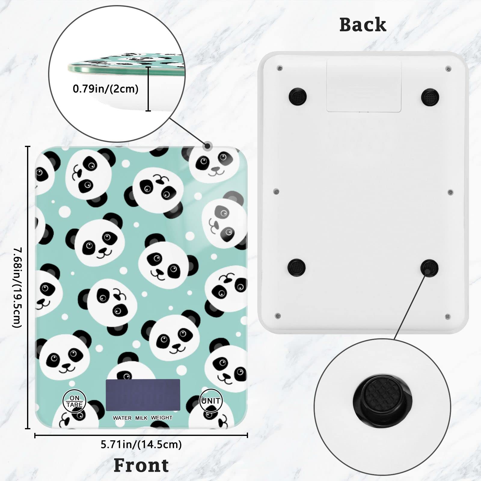 **Panda Teal Digital Kitchen Scale - Waterproof Food Scale with LCD Display, Measures in Ounces & Grams - Perfect for Cooking, Baking, and Meal Prep**