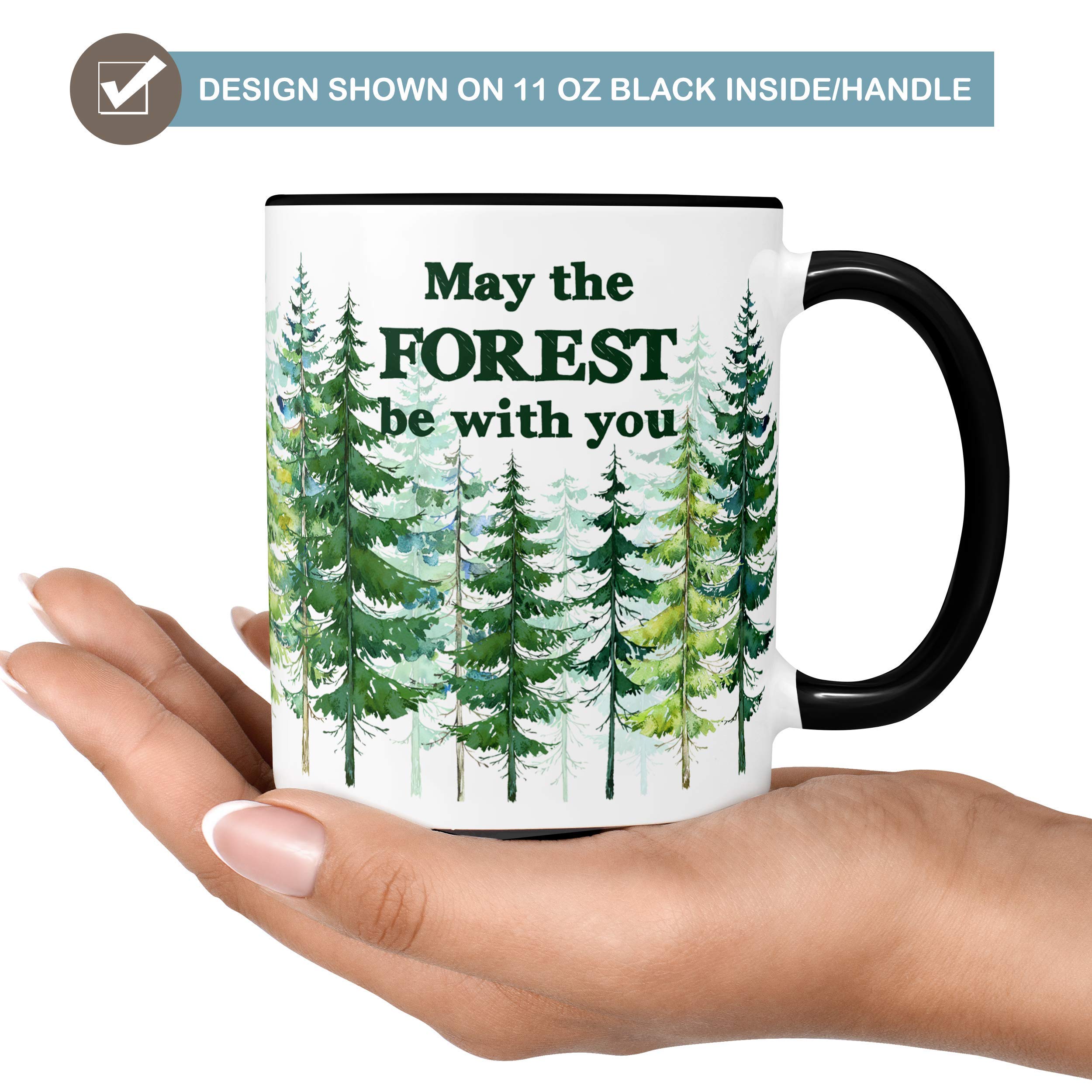 Funny Nature Coffee Mug - May The Forest Be With You Ceramic Cup | Microwave & Dishwasher Safe | Camping Gift for Hikers & Nature Lovers | Perfect for Outdoor Adventures & Office Use