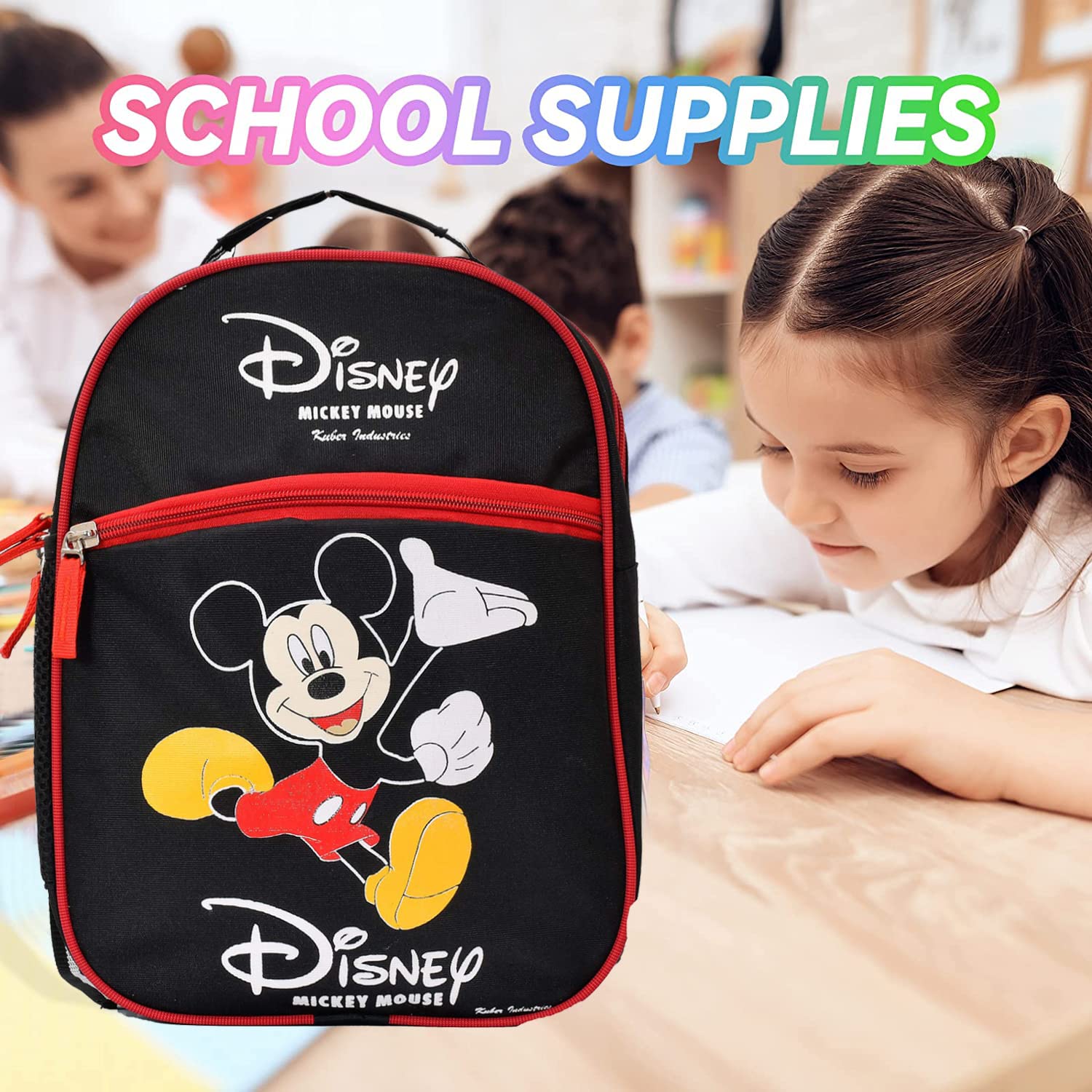 Mickey Mouse Print Lightweight Kids Backpack - Portable School Bag for Boys & Girls, Durable Bookbag for Daily Use, Travel & Outdoor Activities (Black) 54HH4176