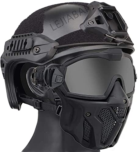 Tactical Fast Helmet - Adjustable ABS Military Helmet with Side Rails & NVG Mount | Full Face Paintball Mask with Removable Goggles | Perfect for Airsoft, Paintball & Tactical Training