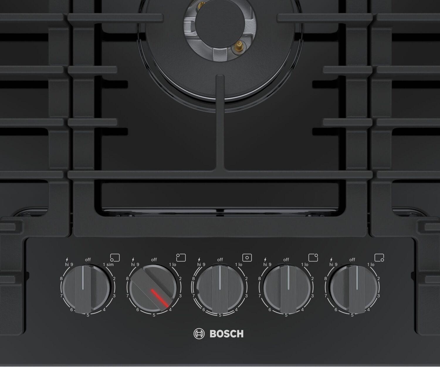 Bosch NGM8648UC 800 Series 36-Inch Black Gas Cooktop - Professional Grade for Modern Kitchens, Perfect for Home Chefs & Entertaining