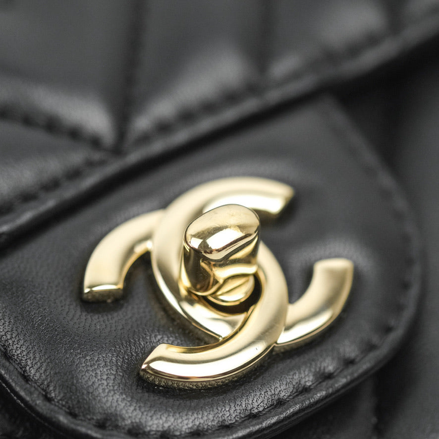 Chanel Chevron Mini Rectangular Flap Bag - Black Lambskin Leather with Gold Hardware | Luxury Crossbody Purse for Women, Perfect for Evening Parties & Date Nights
