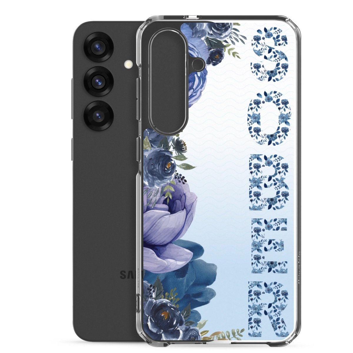 SOBER Moody Chinoiserie Samsung Phone Case - Clear Deep Floral Design Protective Cover for Galaxy S23/S22/S21 - Perfect for Women's Fashion & Home Decor Style
