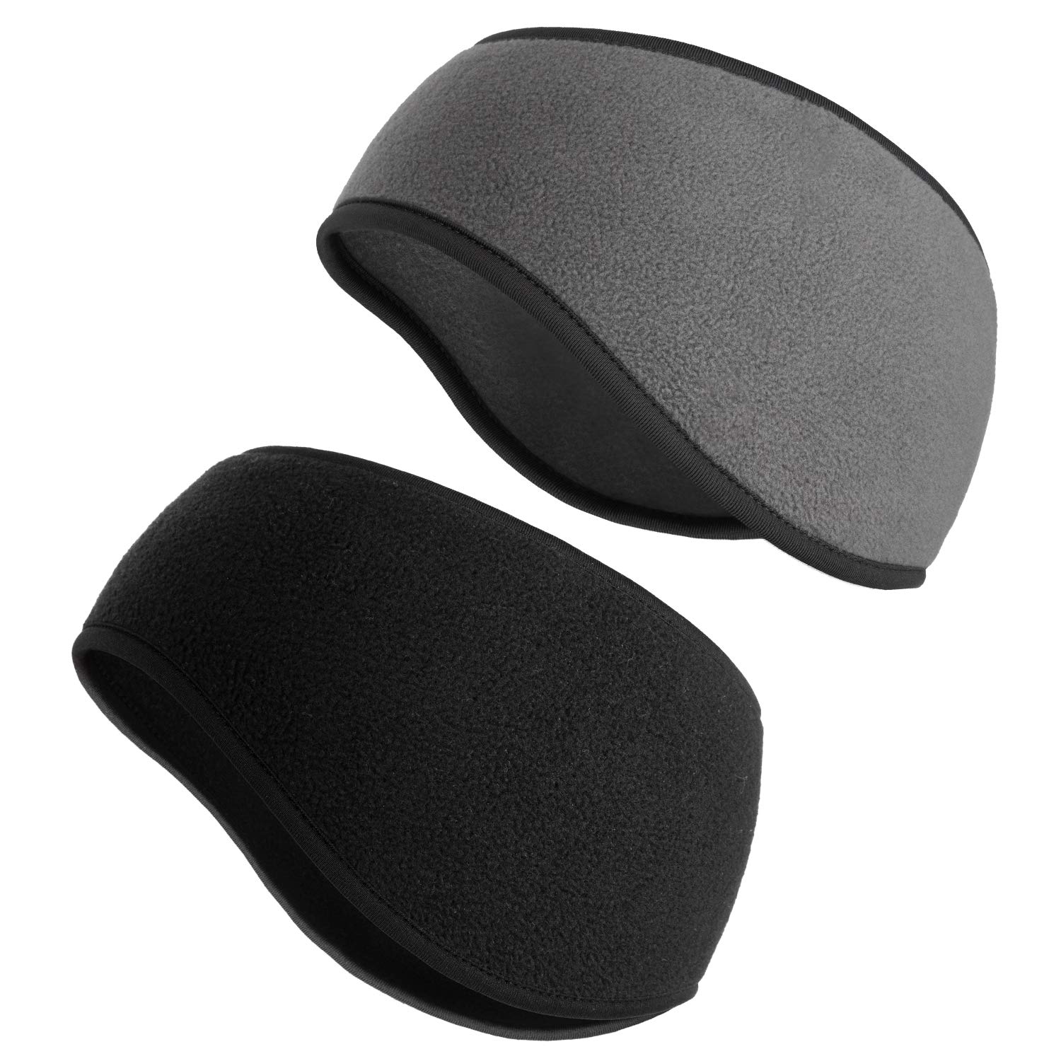 SAVITA 2 Pack Thermal Ear Warmers Headband - Stretchy Winter Earmuffs for Women, Men & Girls - Moisture Wicking Ski Headband for Workout, Running & Cold Weather Activities