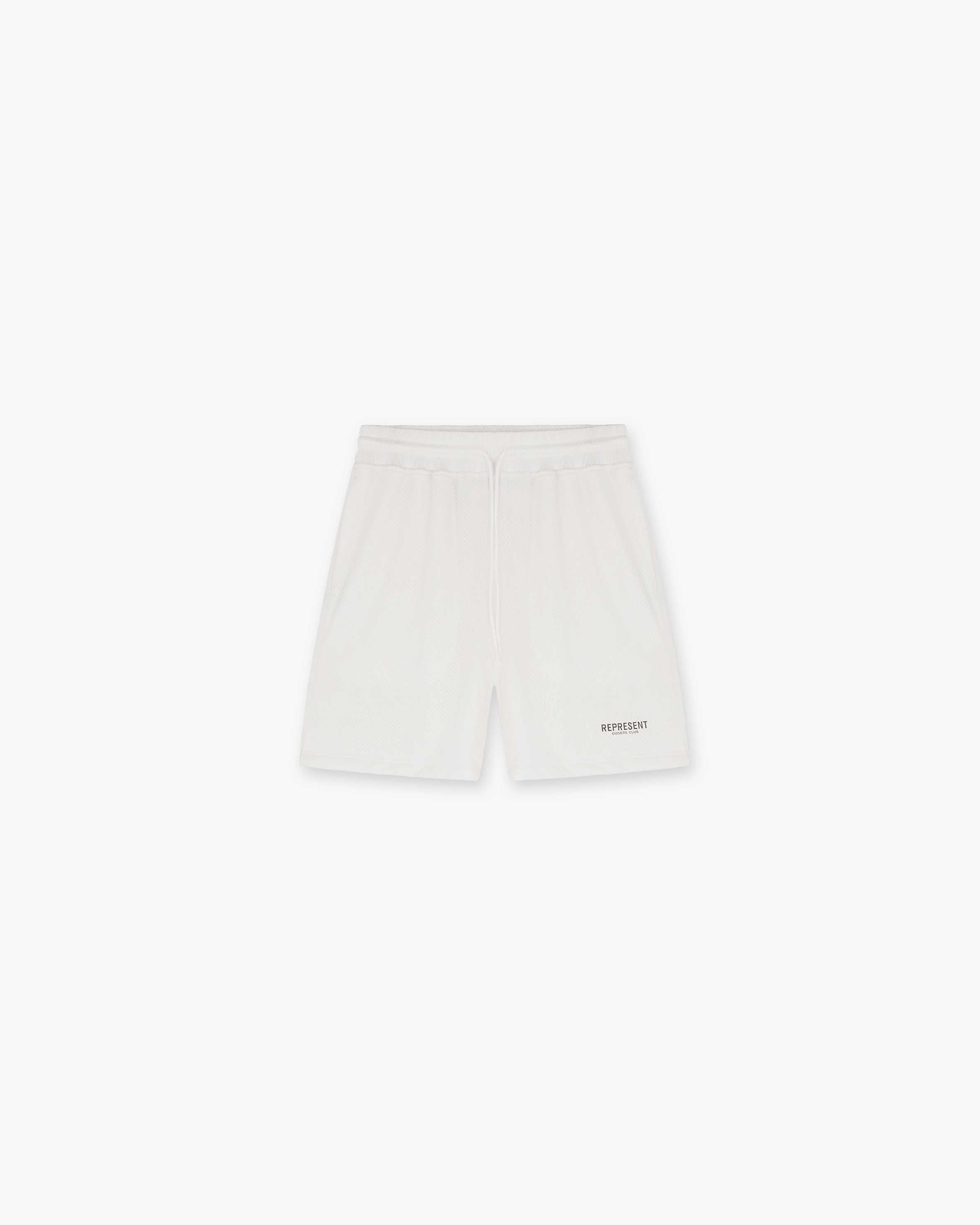 Represent Owners Club Mesh Shorts - Flat White | Breathable & Comfortable for Gym, Running & Casual Wear