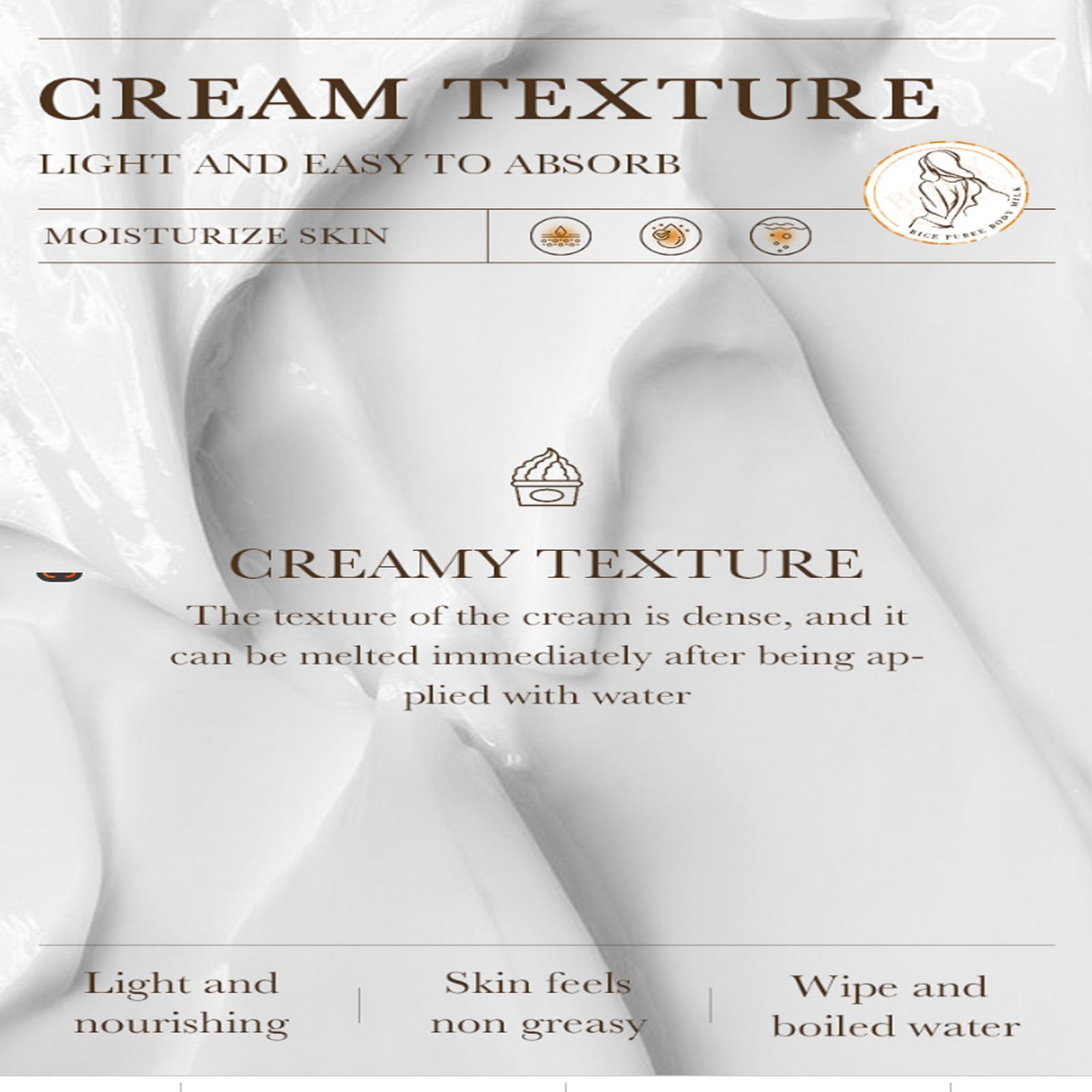 Rice Body Lotion for Dry Skin - Long Lasting Lightweight Moisturizing Cream for Women | Deep Hydration & Silky Smooth Skin Care | Improves Skin Texture | Perfect for Daily Use, After Shower & Nighttime Skincare Routine