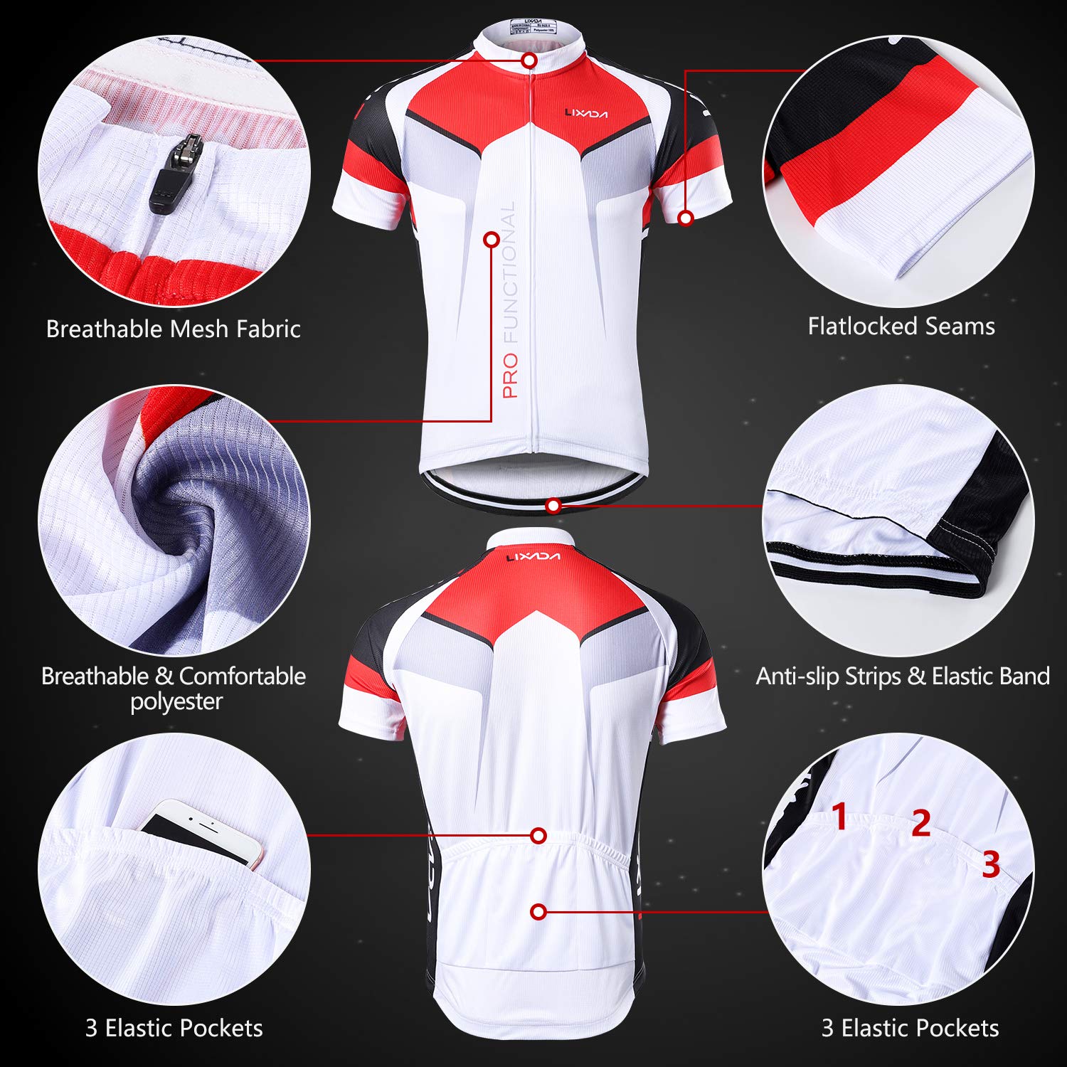 Lixada Men's Cycling Jersey & Padded Shorts Set - Quick-Dry Breathable Bike Clothing for Summer Riding | Road & Mountain Biking Gear
