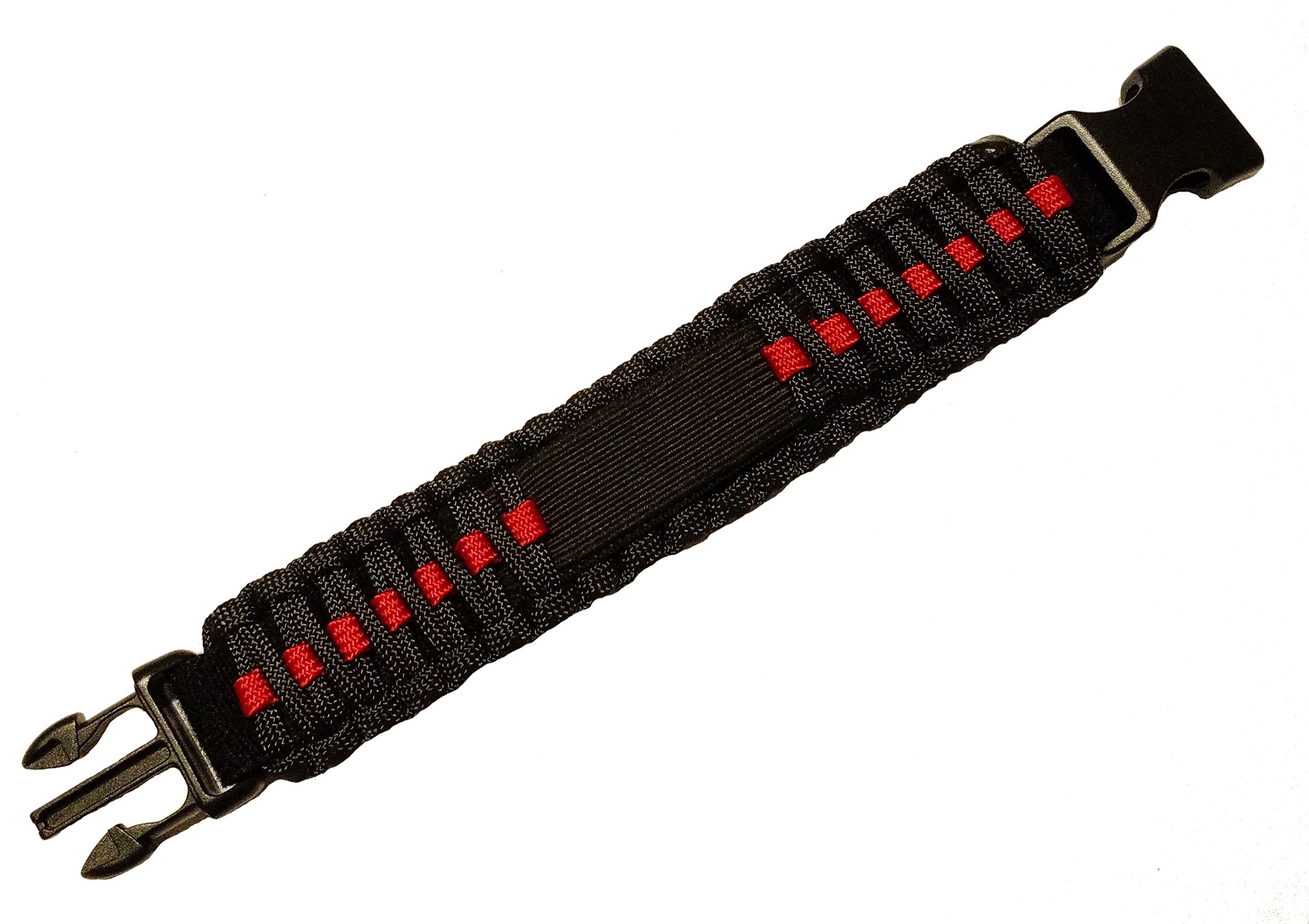 Premium Paracord Watch Band with Red Line - Durable & Adjustable Survival Bracelet for Outdoor, Hiking, Camping & Emergency Use