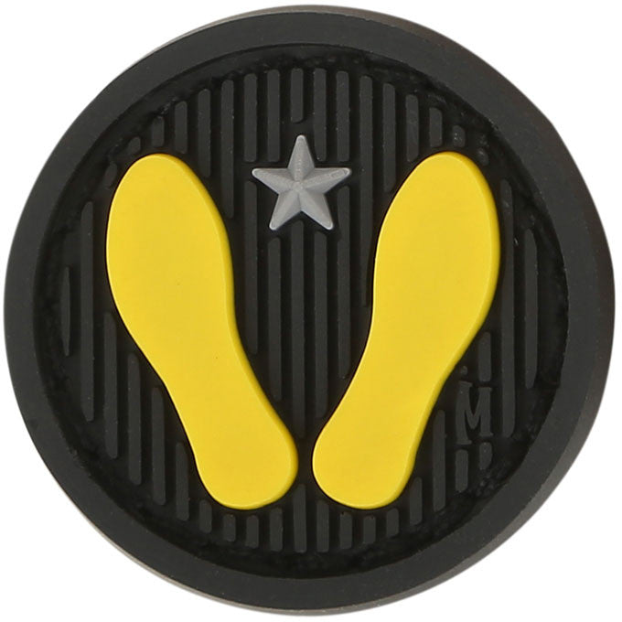 Yellow Footprints Velcro Morale Patch - Military Inspired Hook and Loop Badge for Tactical Gear, Backpacks, Hats & Uniforms - Perfect for Outdoor, Airsoft, Cosplay & Military Enthusiasts