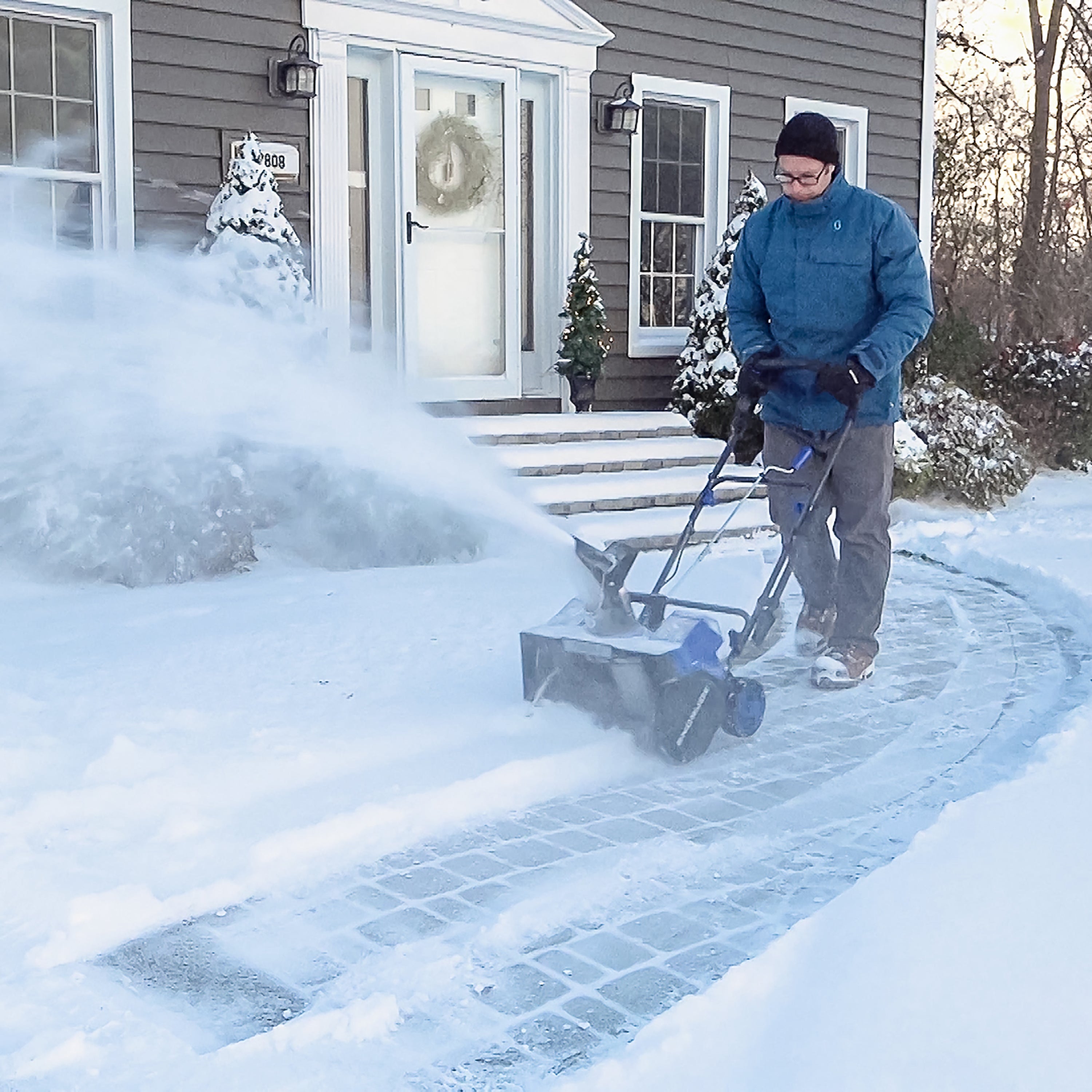 Snow Joe 24V X2 SB18 CT 48 Volt IONMAX Cordless Snow Blower - 18 Inch Electric Snow Removal Tool for Driveways & Walkways | Perfect for Winter Storms & Heavy Snow Clearing