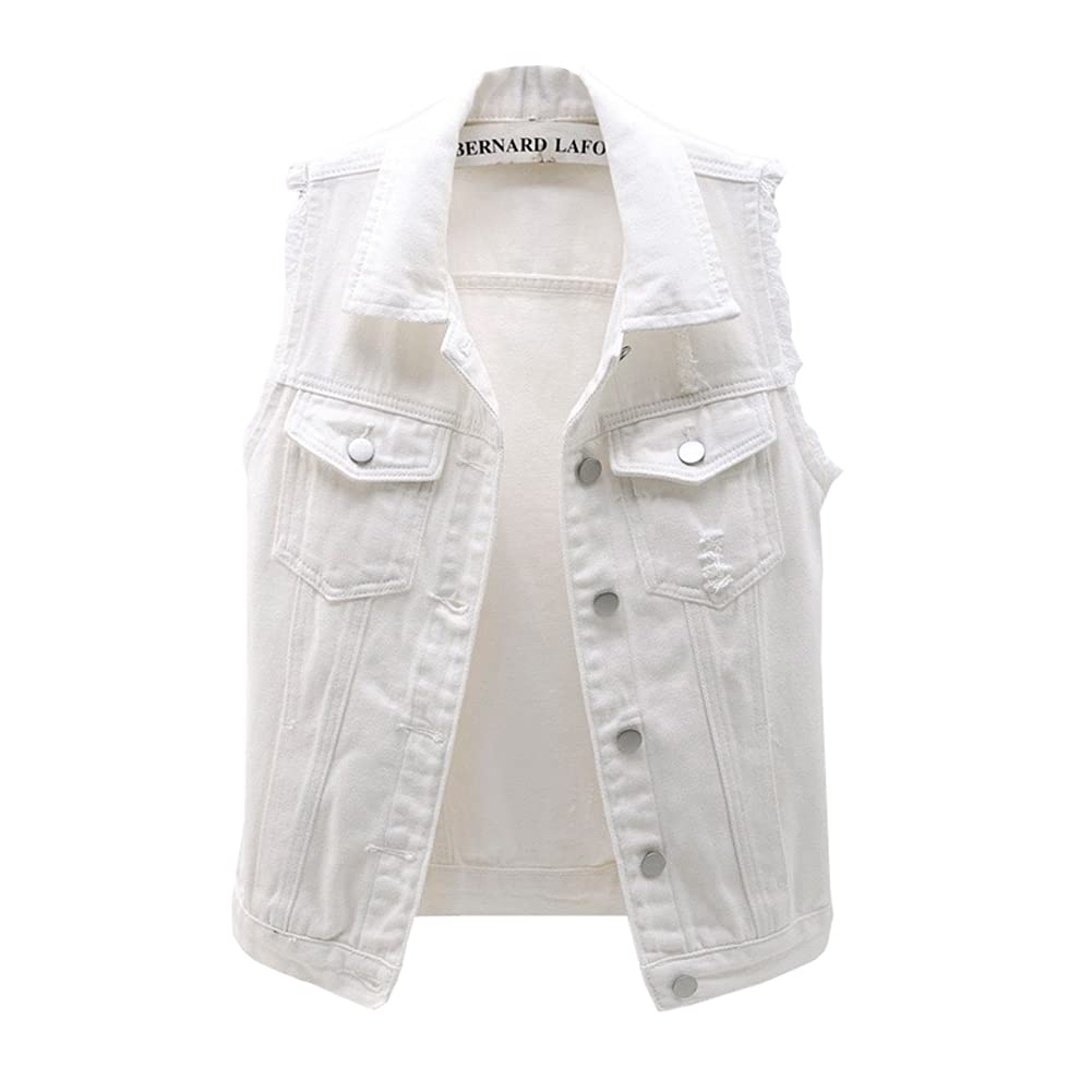 Only Faith Women's Buttoned Denim Vest Waistcoat - Sleeveless Cowboy Jacket for Western Style, Casual Outfits & Music Festivals