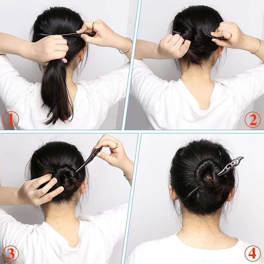 Ebony Hair Sticks with Garnet Plum Flower - Traditional Chinese Hair Accessories for Women, Elegant Hair Forks & Chopsticks for Parties, Weddings & Special Occasions