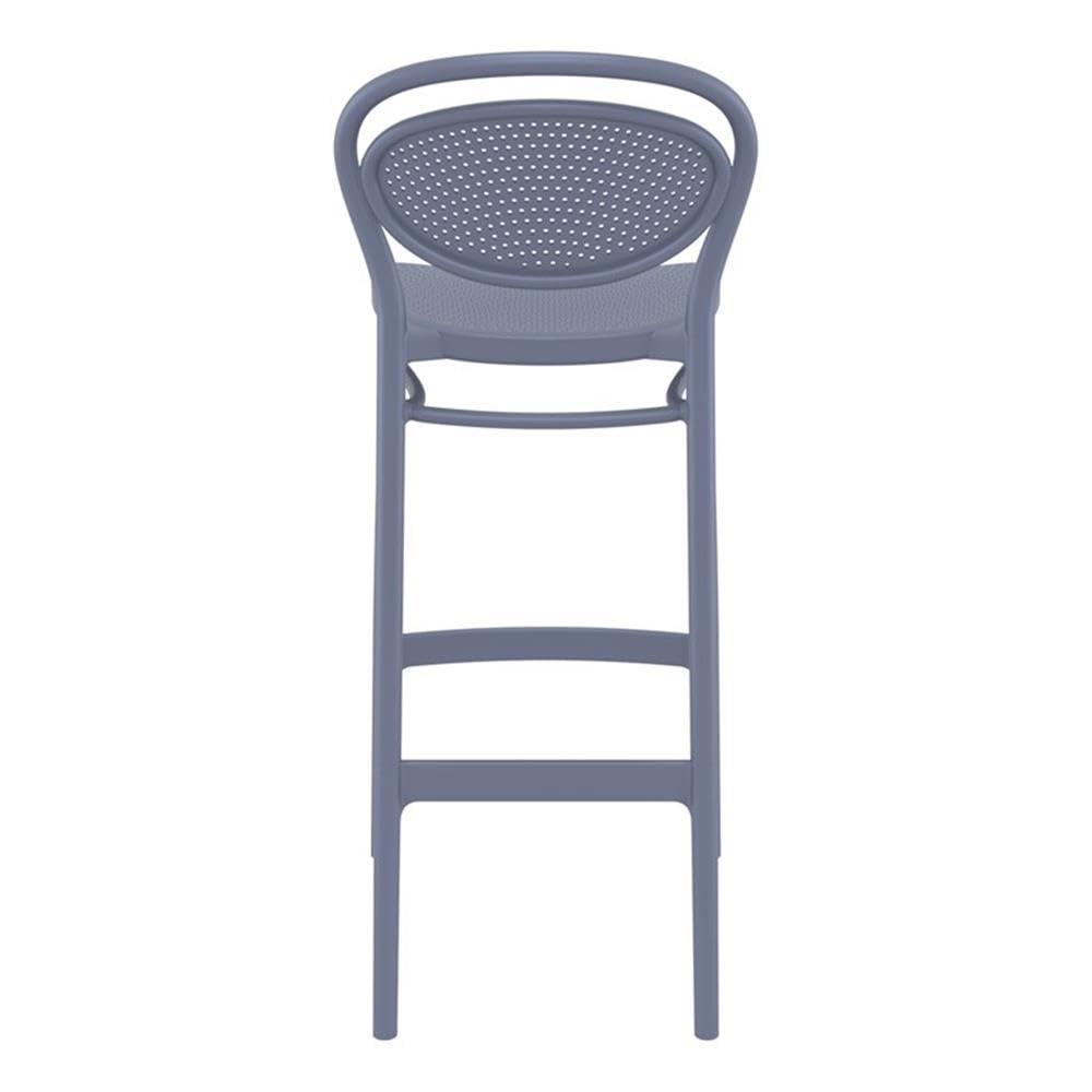 Compamia Marcel Indoor Outdoor Bar Stool Set of 2 - Dark Gray Patio Stools for Kitchen Island, Bar Counter, Deck & Backyard - Weather-Resistant & Comfortable Seating