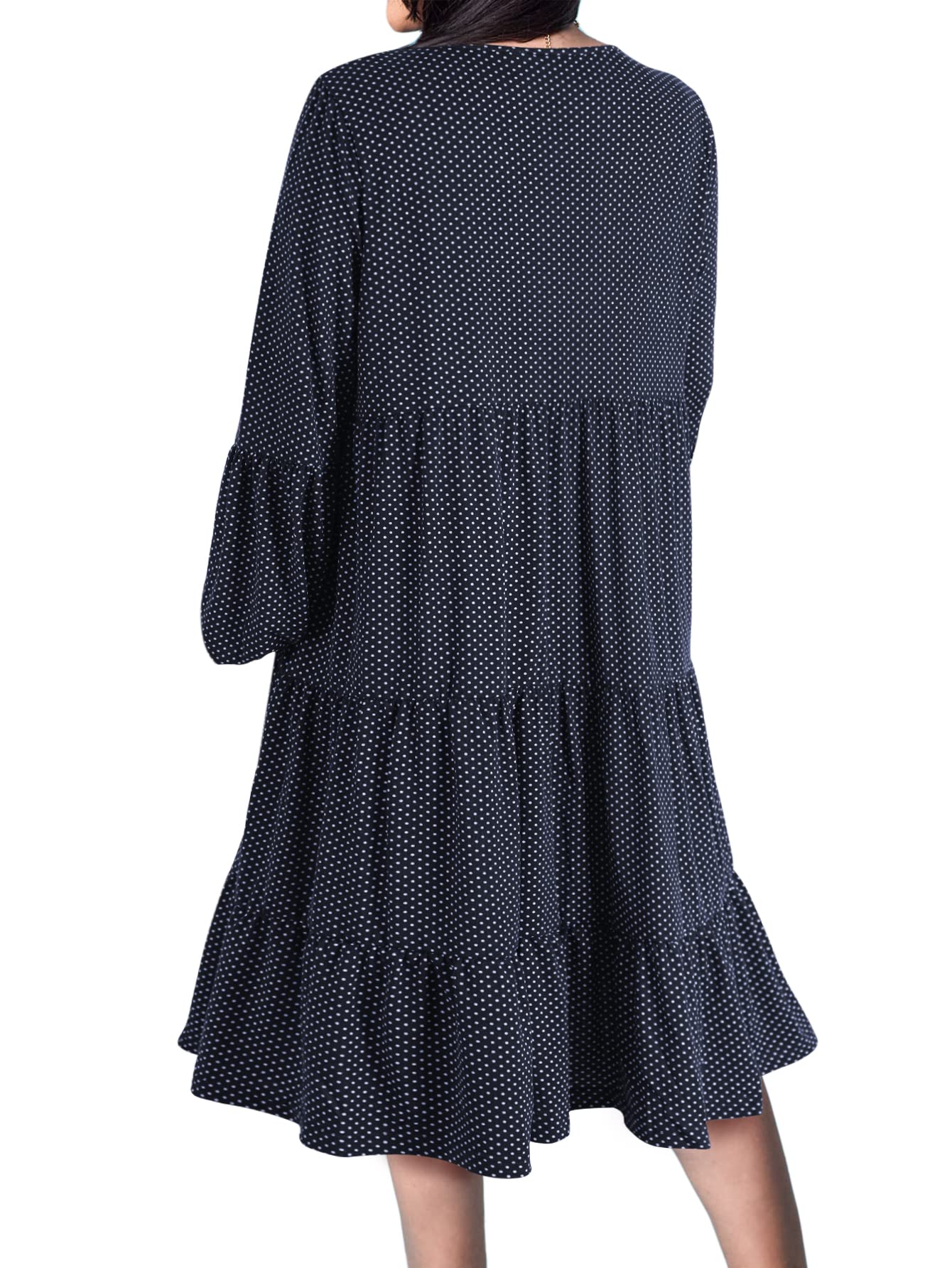 Women's Summer Boho Beach Dress - Cute Ruffle Sleeve Midi Flowy Tiered Babydoll Casual Black Dress | Perfect for Vacations, Parties & Outdoor Events