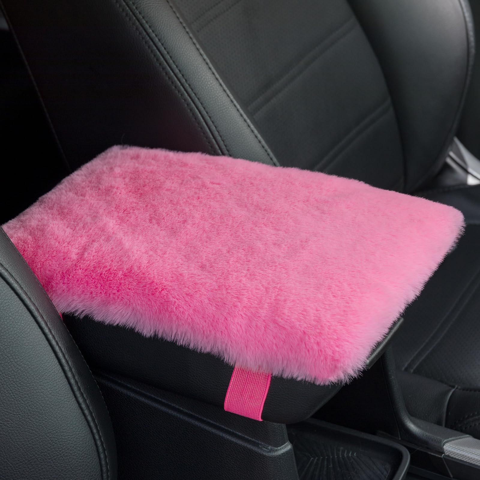 Premium Furry Car Armrest Cover - Soft Fluffy Center Console Pad for Cars, SUVs & Trucks - Universal Fit for Most Vehicles - Comfortable & Stylish Accessory for Men & Women (Pink) - Perfect for Long Drives & Daily Commutes