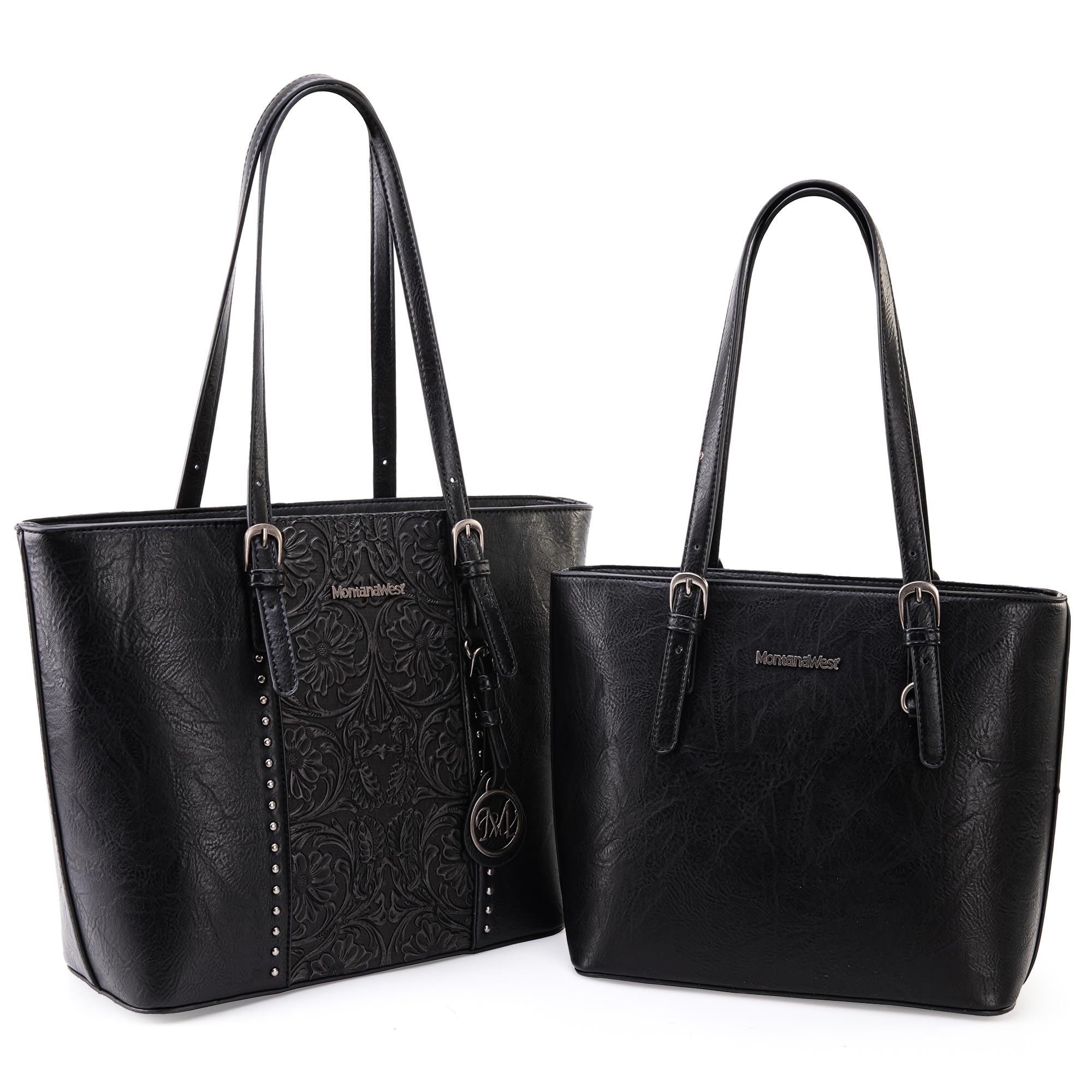 Montana West Women's Large Tote Bag & Handbag 2-Piece Set - Embossed Leather Purse Collection for Work, Travel & Everyday Use