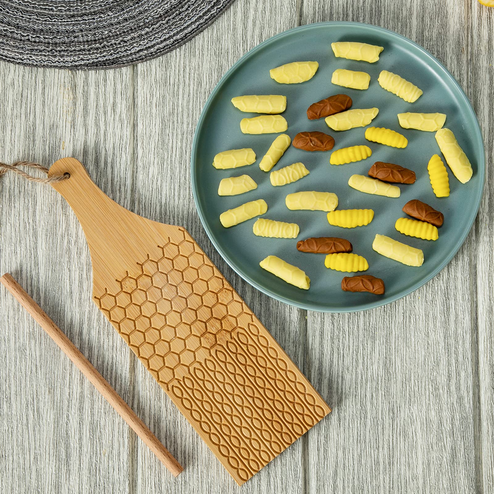 Bamboo Pasta Maker Set - Garganelli Board & Gnocchi Stripper for Homemade Cavatelli, Spaghetti, Macaroni | Perfect for Italian Cooking, Pasta Nights & Kitchen Gifts