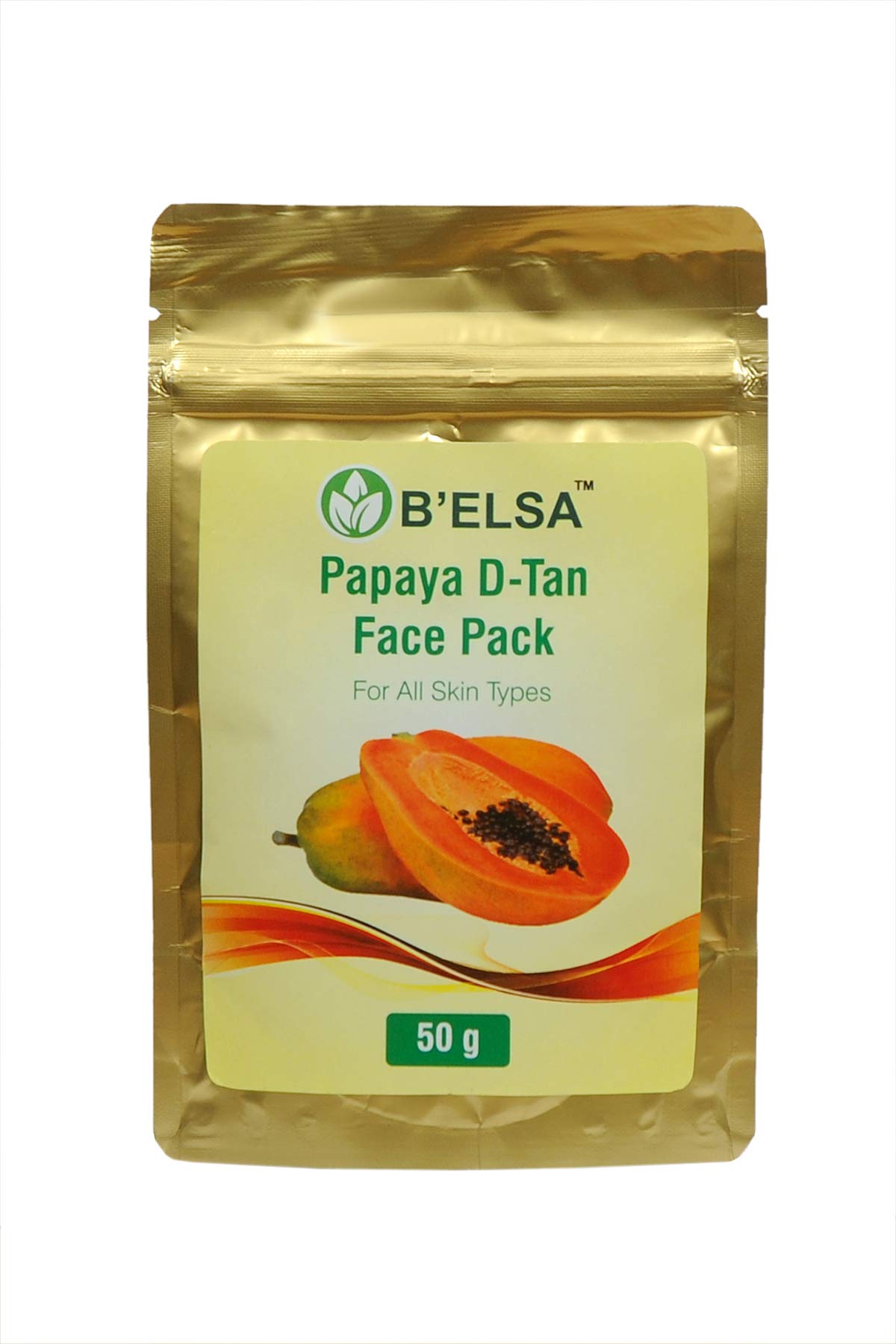 B'ELSA Papaya D-Tan Face Pack for Men & Women - Brightening & Exfoliating Facial Mask for Glowing Skin - Perfect for Daily Skincare & Dark Spot Removal