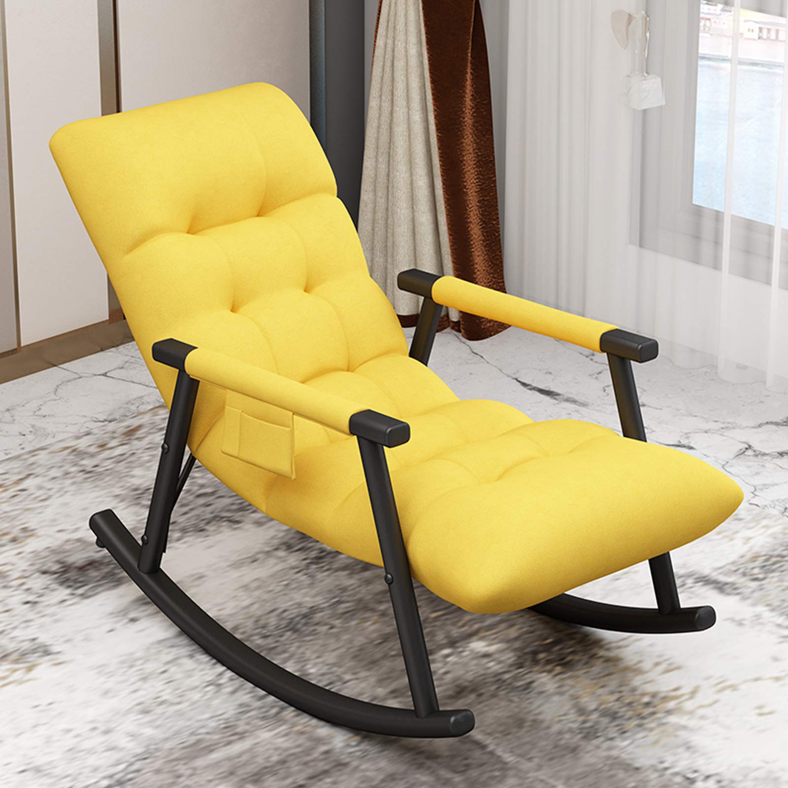 AFEO Rocking Recliner Chair - Comfortable Lounge Chair for Deck, Balcony, Living Room & Reading - Adjustable Backrest & Armrests for Relaxing, Napping & Sunbathing - Perfect for Indoor & Outdoor Use