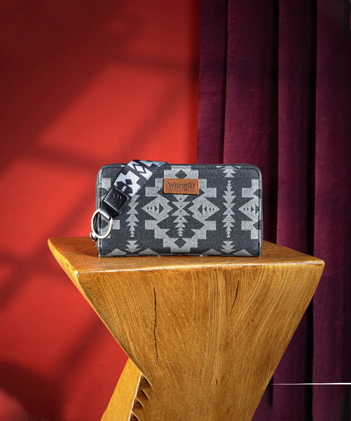 Wrangler All Over Aztec Print Wristlet - Stylish Crossbody Wallet for Women | Perfect for Travel, Shopping & Everyday Use