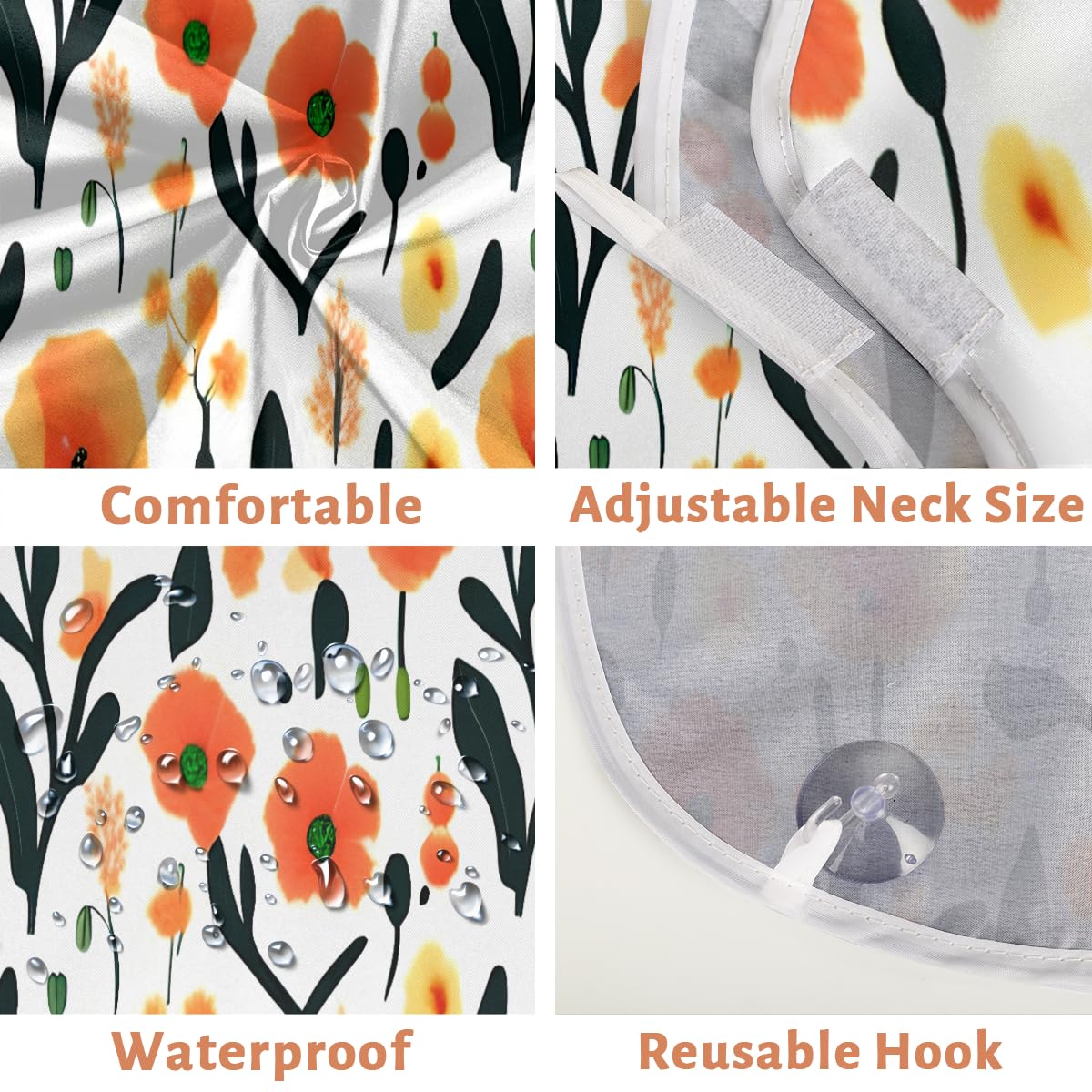 Men's Spring Poppy Flowers Shaving Bib - Waterproof Beard Trimming Apron for Hair Dye & Makeup Artists, Salon Hair Cutting Cape with Sink Catcher - Perfect Gift for Barbers & Grooming Enthusiasts (Great for Home Use, Professional Salons & Barber Shops)
