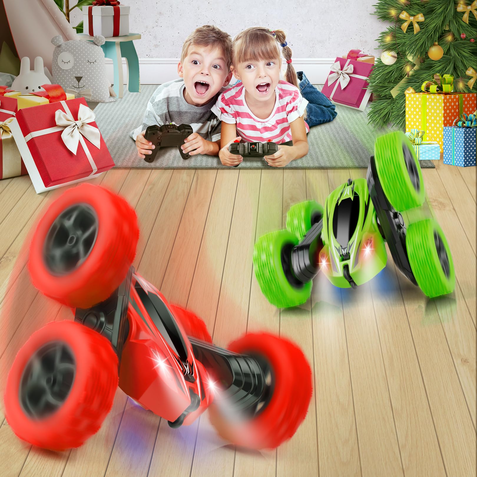 2.4GHz Remote Control Car - 4WD Fast RC Monster Truck Toy for Kids, 360° Rotating Double-Sided Design - Perfect for Boys & Girls Outdoor Play, Birthday Gifts & Backyard Racing Fun
