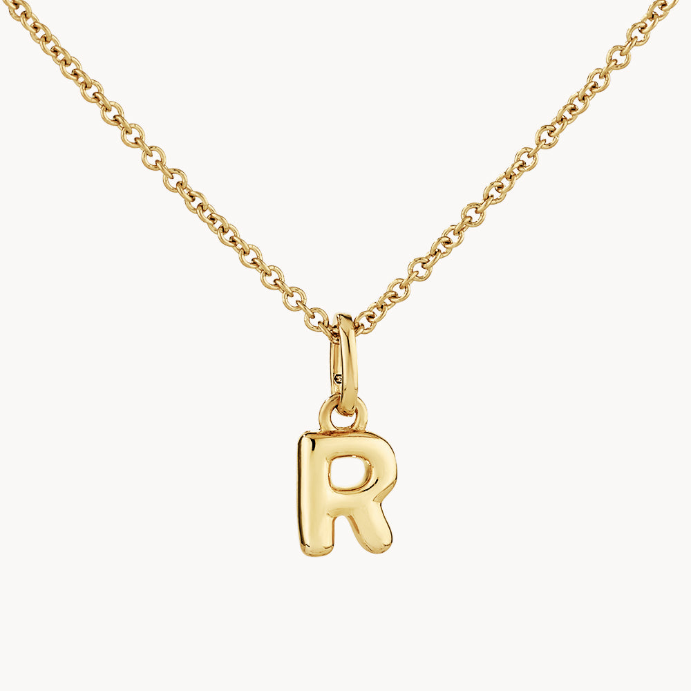 Gold Bubble Letter Necklace - Personalized Initial Pendant for Women - Perfect for Gifts, Birthdays & Everyday Wear