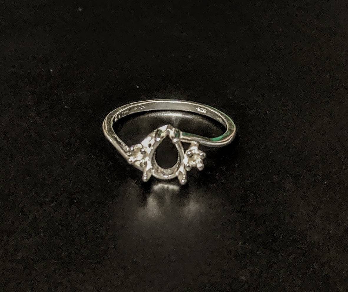 Sterling Silver or 14K Gold 6x4mm & 8x5mm Pear-Shaped Ring Setting with Accents - Size 7 (163673/143673) - Perfect for Engagement Rings, Wedding Bands & Jewelry Making