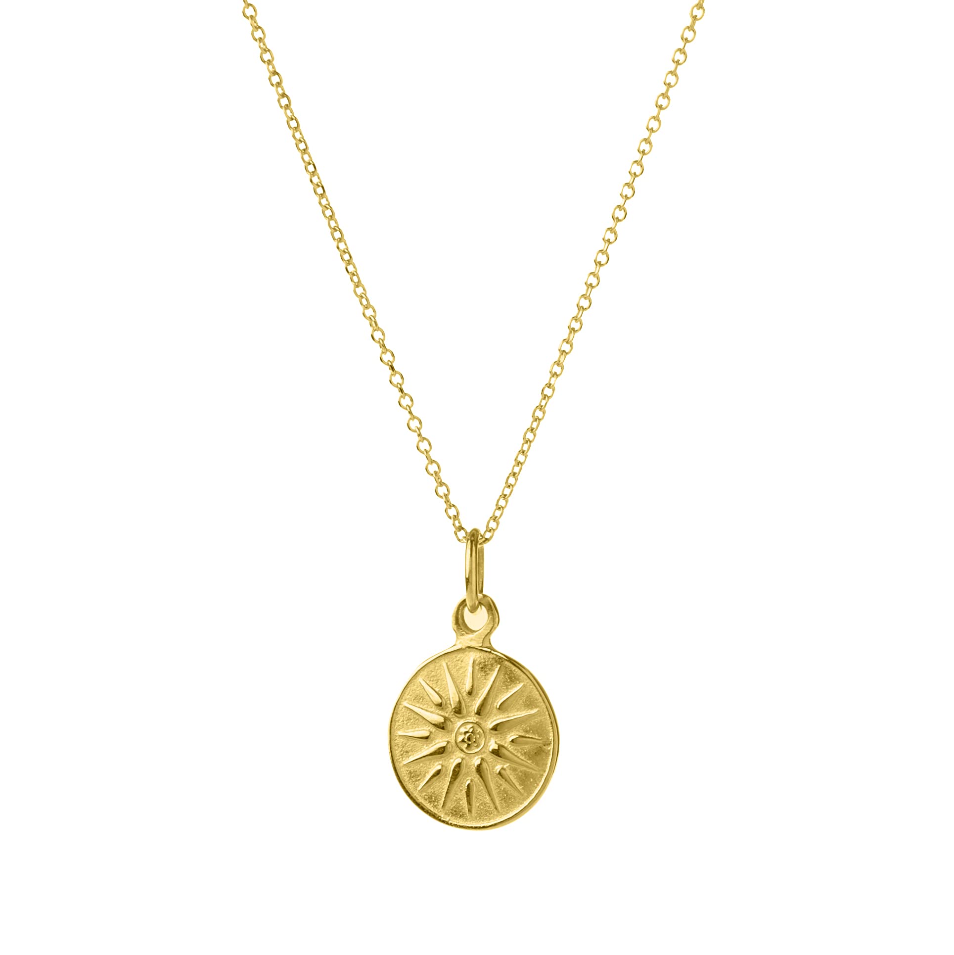 14K Gold Sun Disc Necklace with Macedonian Pendant - Star of Vergina Ancient Greek Jewelry - Perfect for Historical Reenactments, Greek Mythology Lovers & Unique Gift Giving