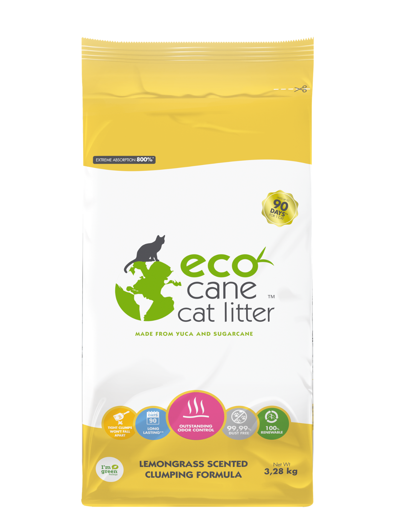 Eco-Friendly Lemongrass Scented Cat Litter - 7.23 lbs Natural Odor Control for Multi-Cat Homes | Perfect for Small Spaces & Litter Boxes