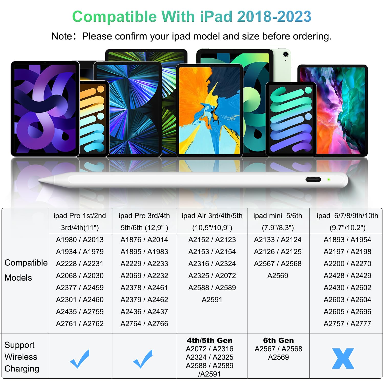 2nd Gen Wireless Charging Pencil - Apple Pencil Alternative for iPad Pro 11