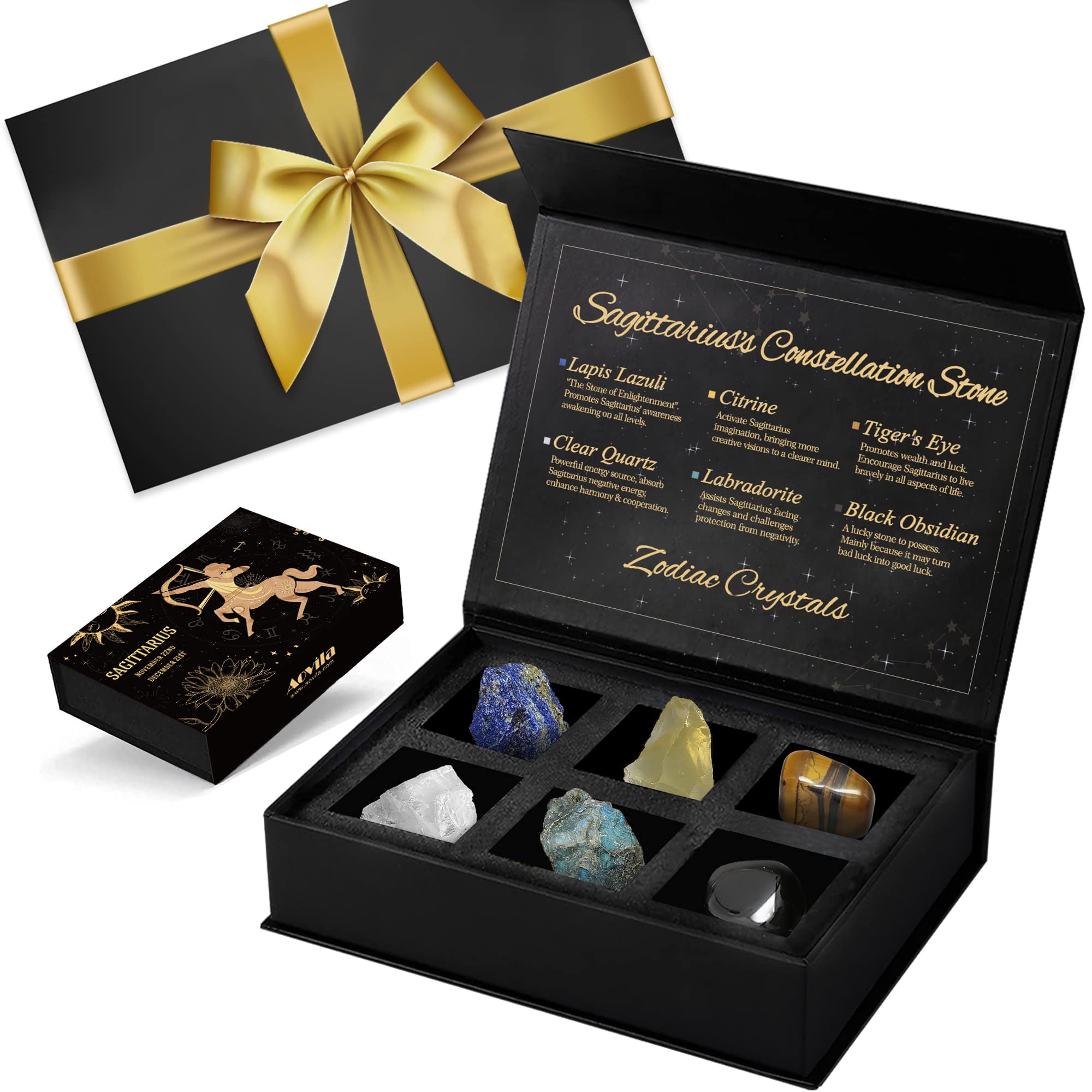 Sagittarius Birthday Gifts for Women - Zodiac Crystal Birthstone Jewelry Set with Gift Box, Ribbon Bow & Greeting Card | Astrology Gifts for Her, Mom, Sister & Friends | Perfect for Christmas, Birthdays & Special Occasions