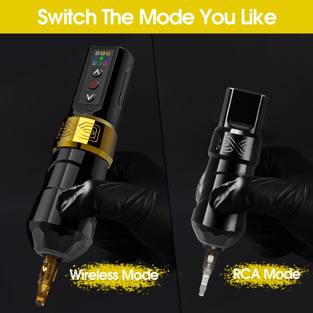 Professional Wireless Tattoo Machine Pen - Rotary Cartridge Tattoo Gun with 2400mAh Battery & Coreless Motor - Gold Tattoo Equipment Kit for Artists & Beginners - Perfect for Home Studios & Professional Tattoo Shops