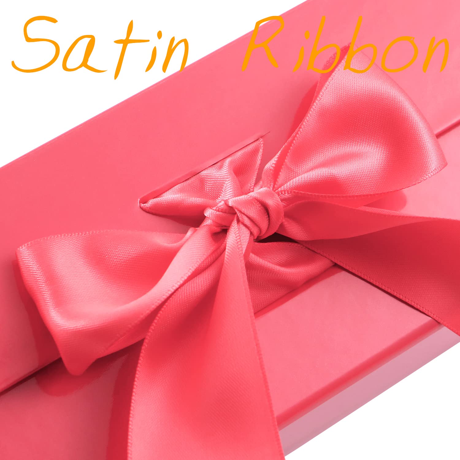 Premium 13x9.7x3.4 Inch Glossy Red Magnetic Gift Box with Ribbon - Elegant Bridesmaid Proposal Present Box, Wedding Party Favor, Luxury Gift Packaging for Jewelry, Cosmetics & Special Occasions