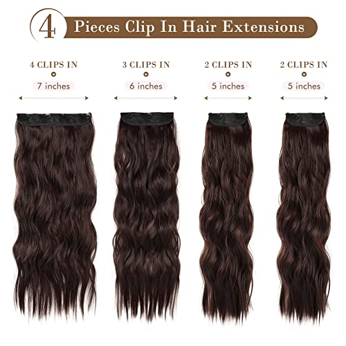 4PCS Clip-in Synthetic Hair Extensions - Long & Thick Hair Extensions for Women - Perfect for Parties, Weddings & Everyday Styling