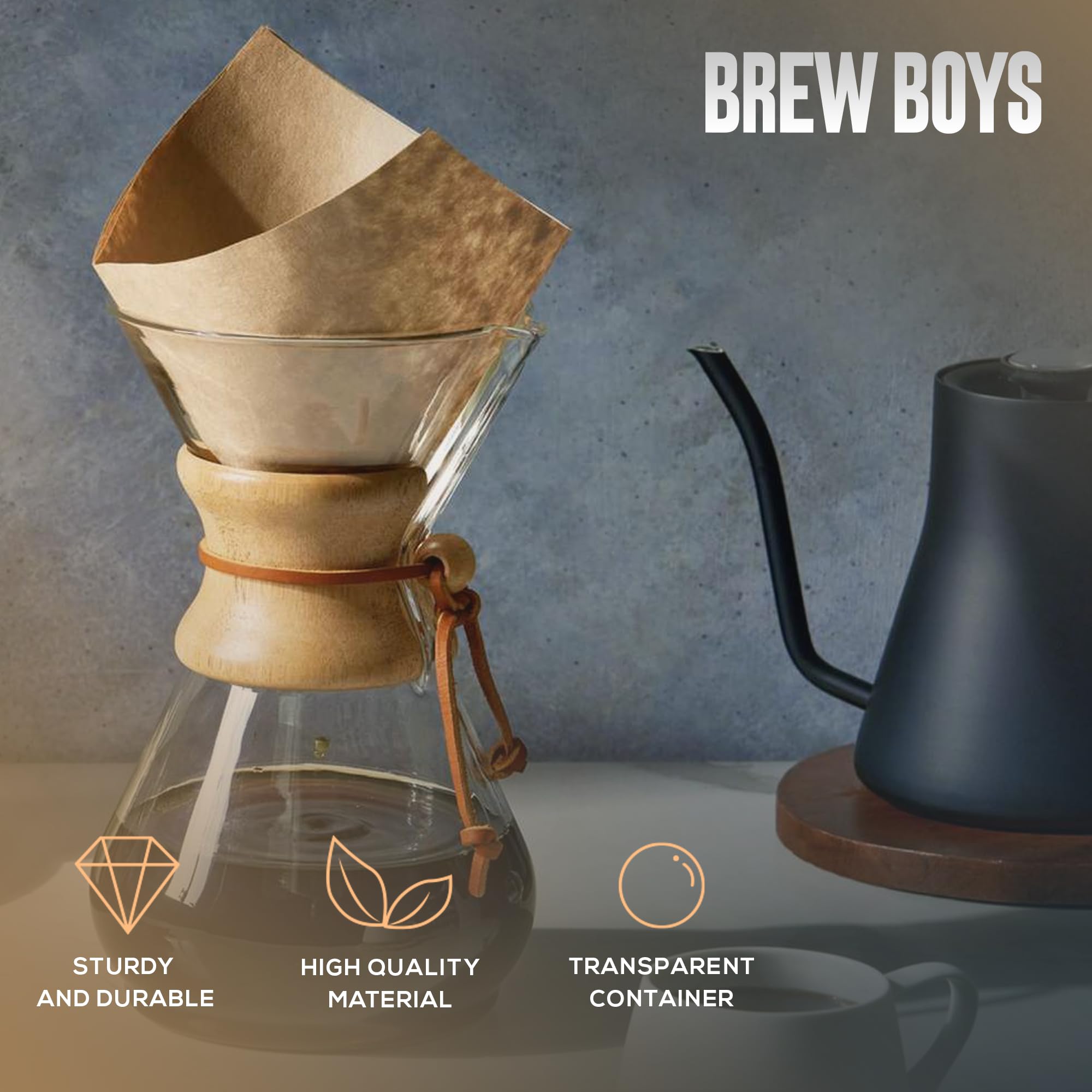 Premium Pour Over Coffee Maker - 8 Cup (34oz) Stainless Steel Filter & Heat-Resistant Glass Carafe - Includes 40 Paper Filters for Perfect Drip Coffee at Home, Office or Camping
